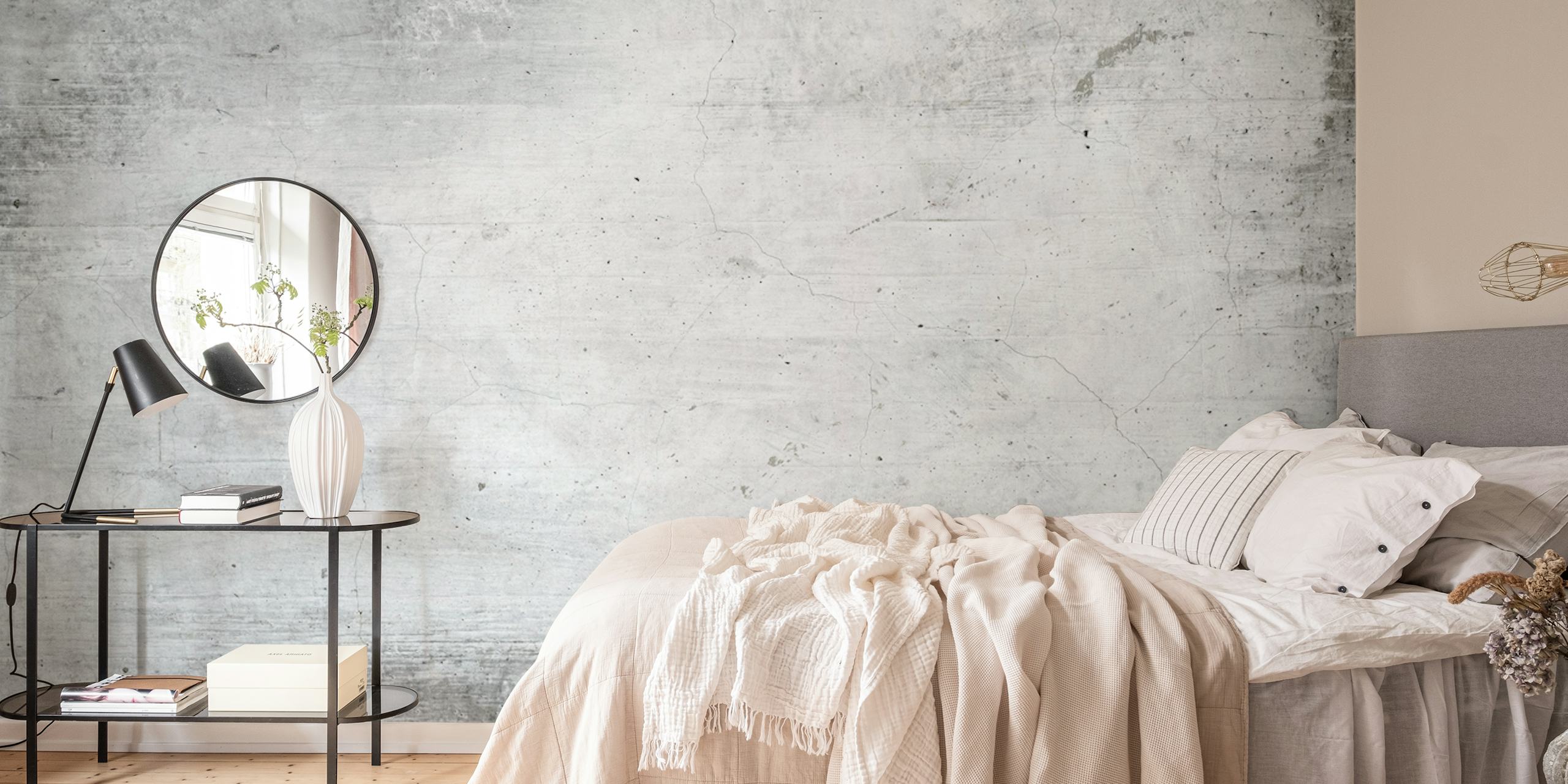 White concrete texture wallpaper with subtle grey markings