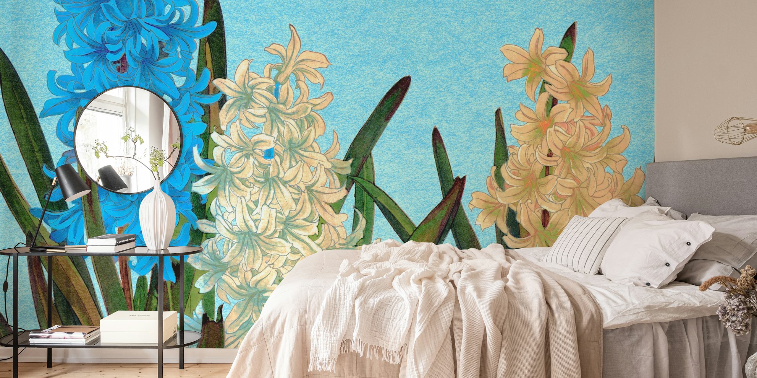 Wandbekleding Scandinavian Painted Floral in een kamer