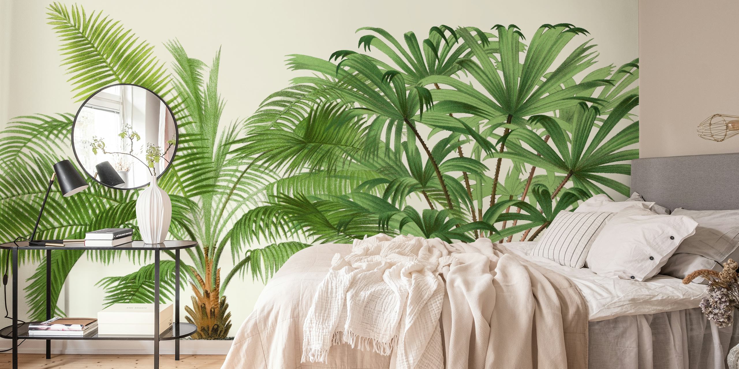 Fototapeta Palm Tree Gardens s různými druhy palem v přírodních zelených tónech