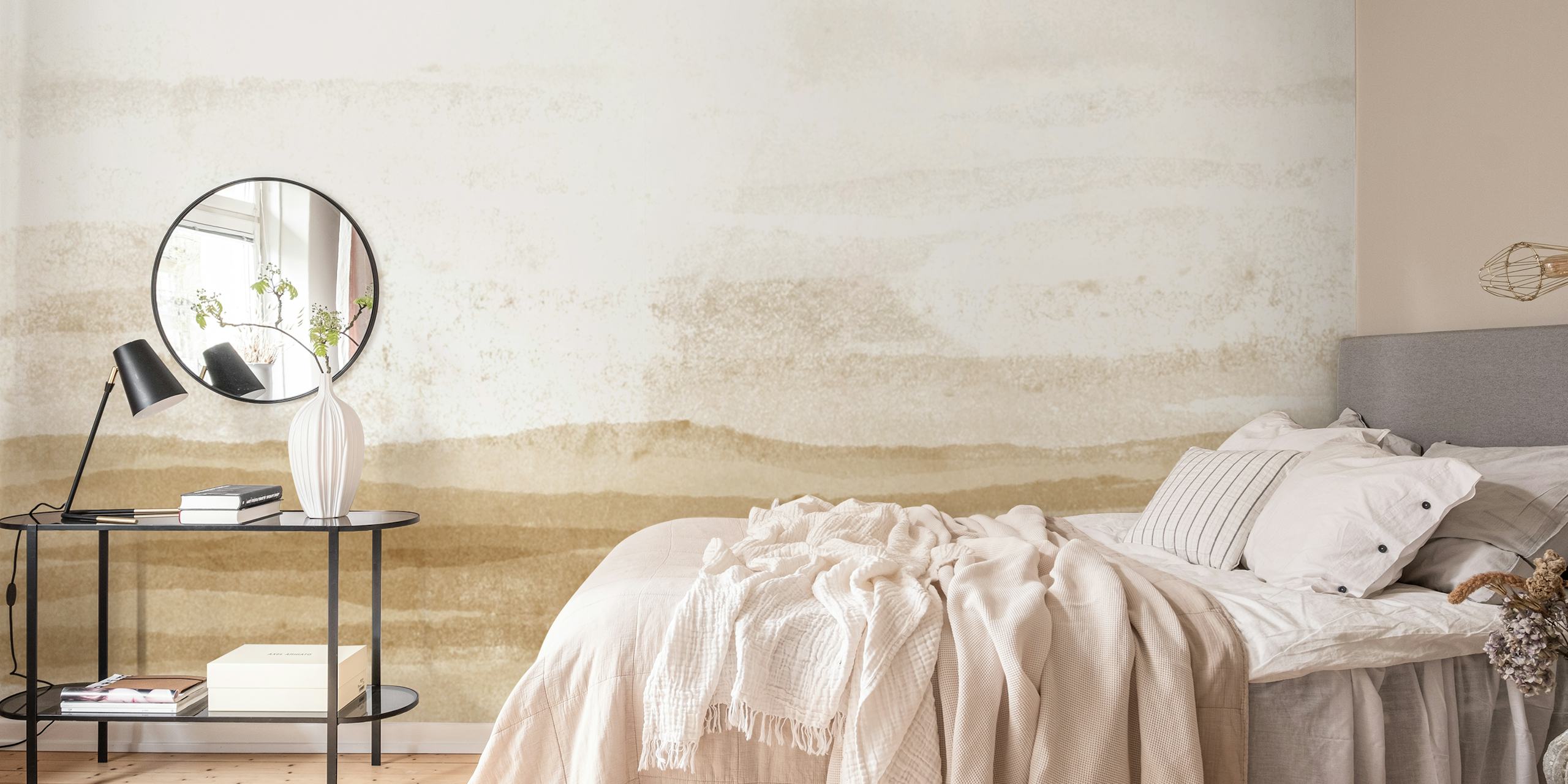 Soft beige watercolor landscape wallpaper mural