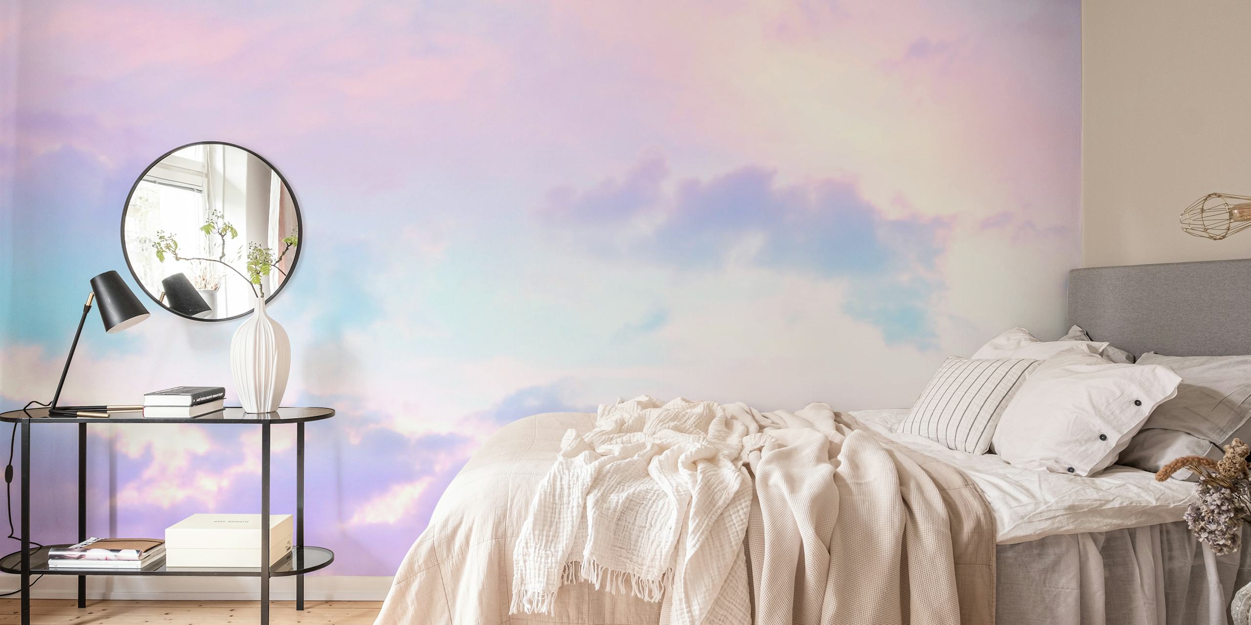 Unicorn Pastel Clouds wallpaper in a room