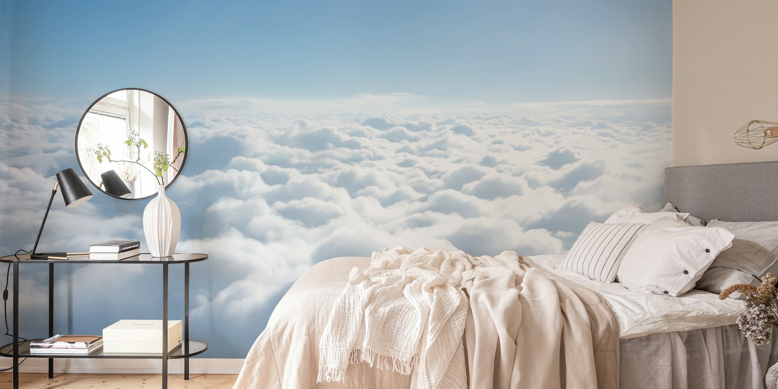 Fluffy clouds on a blue sky background wallpaper