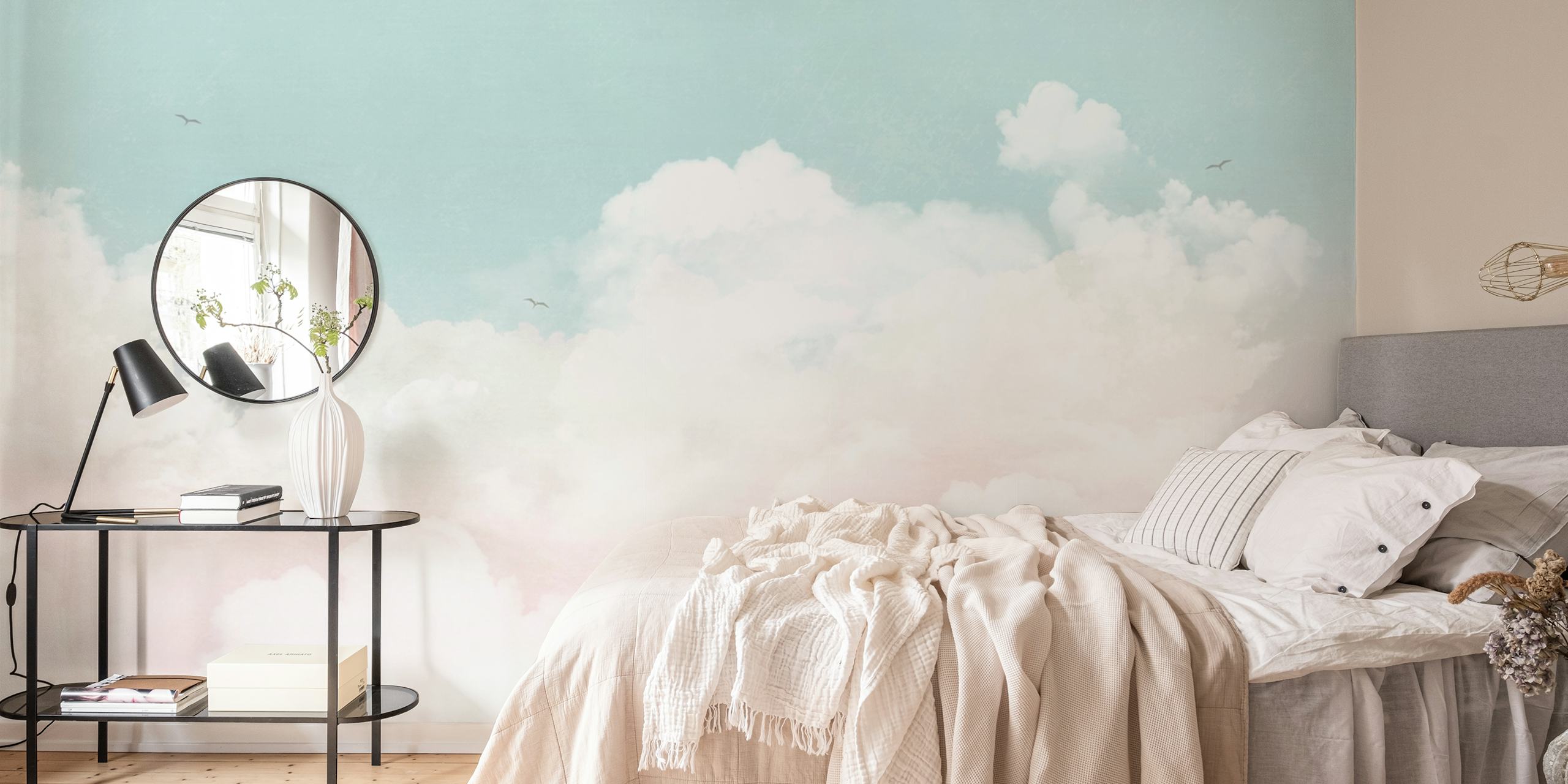 Abstract pastel clouds tapet i ett rum