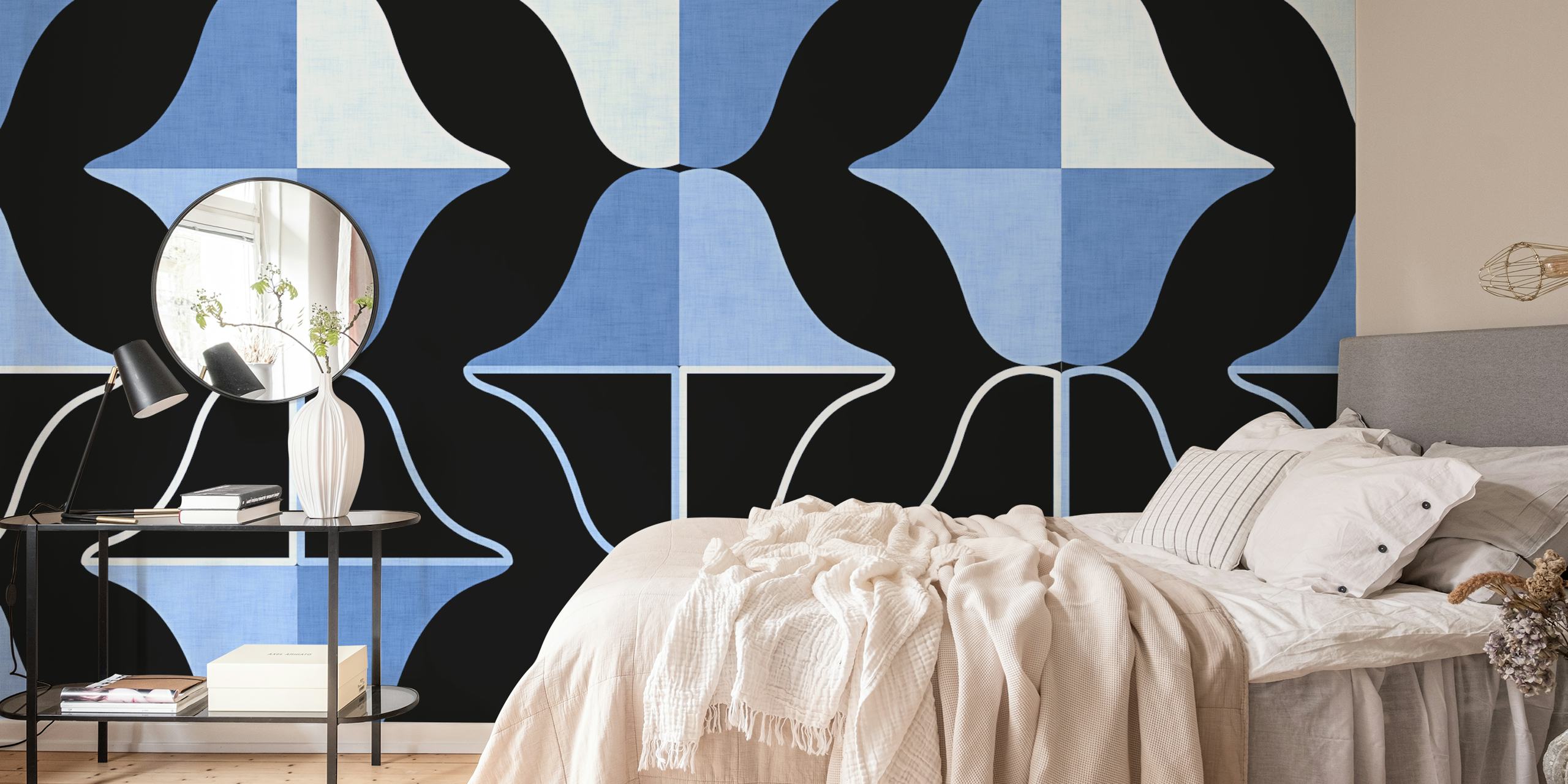Mid Century Abstraction wallpaper displayed in a room