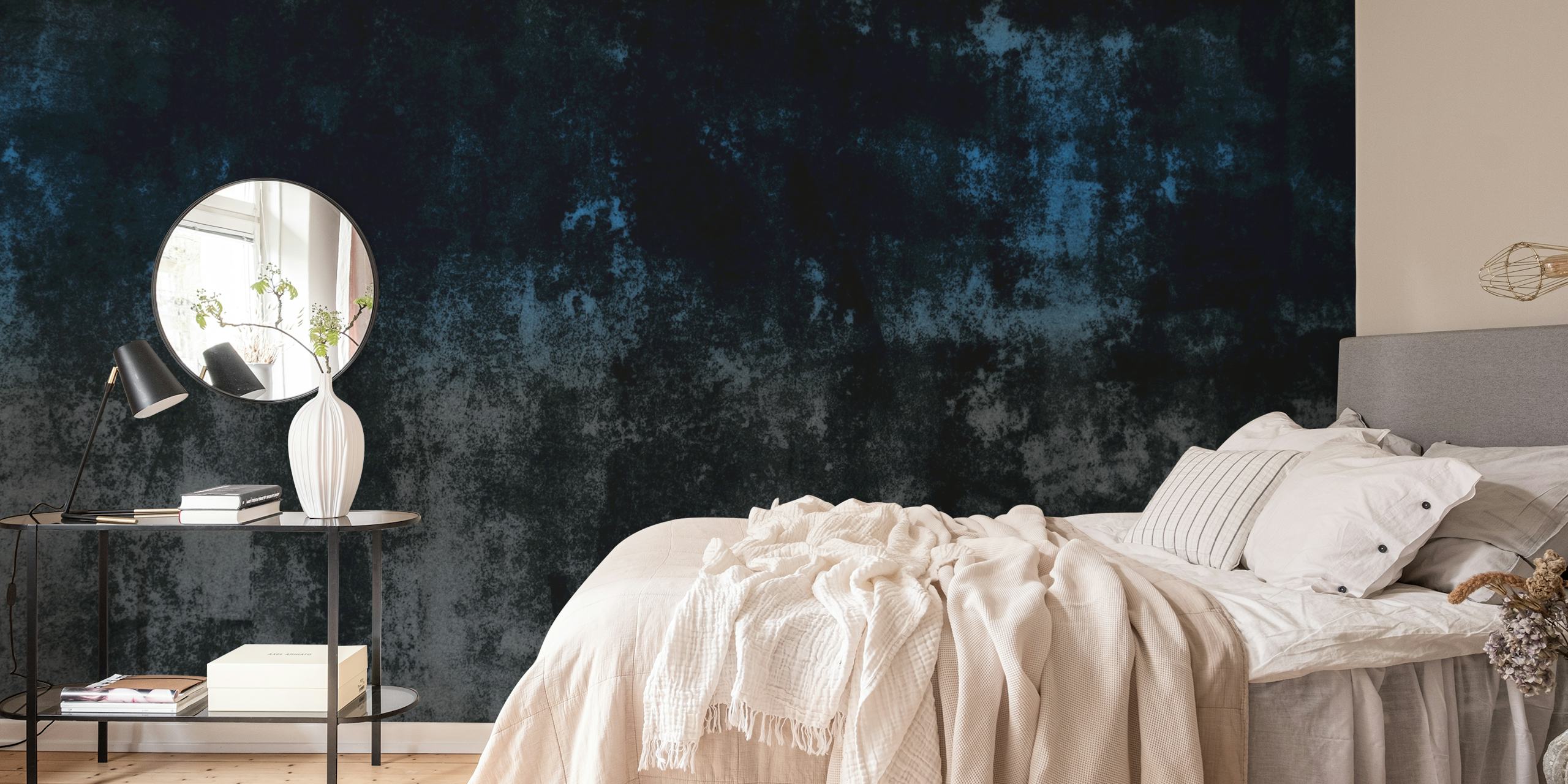 Abstract midnight blue concrete texture wall mural