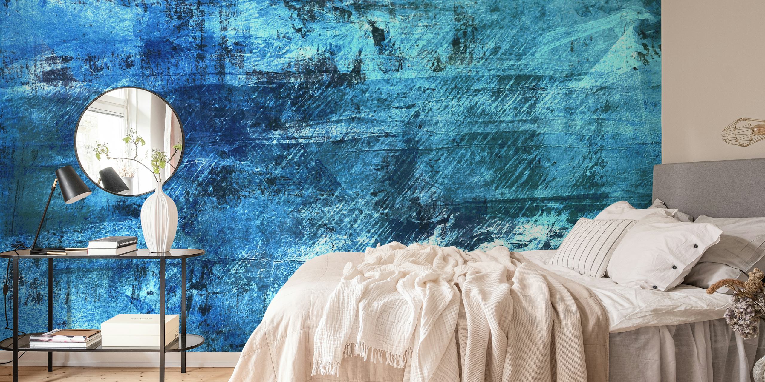 Texture Indigo Cyan papel de parede em uma sala
