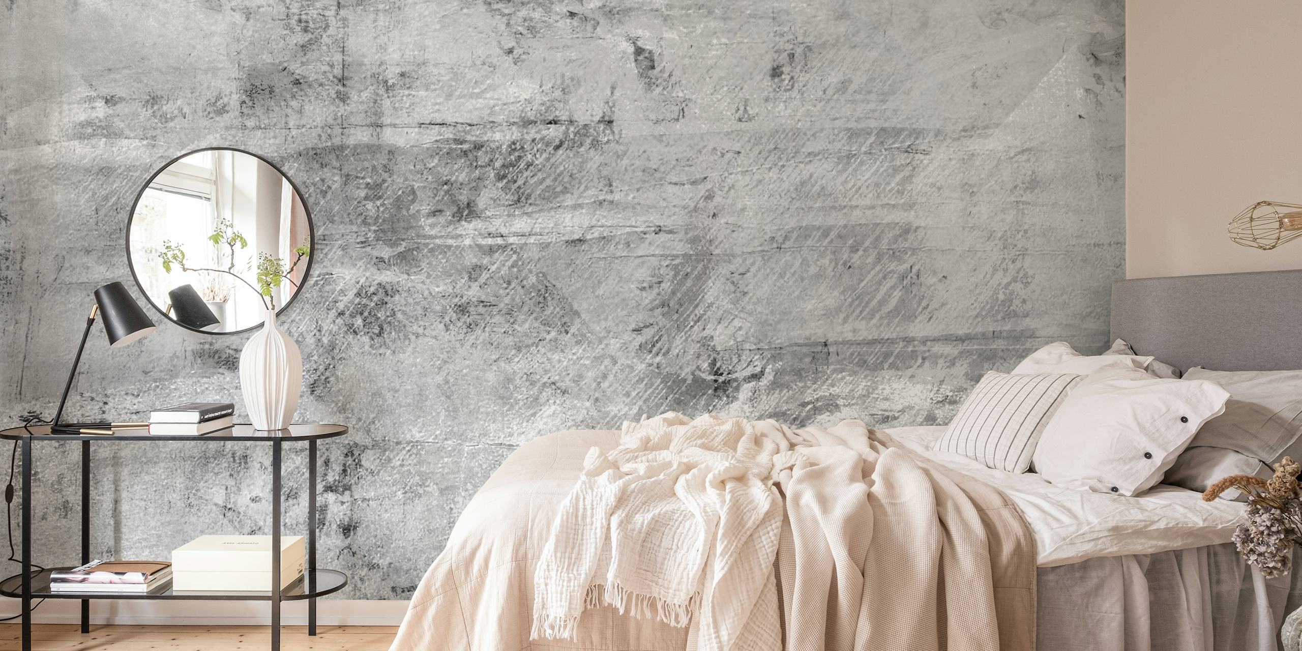 Texture Grey behang in een kamer