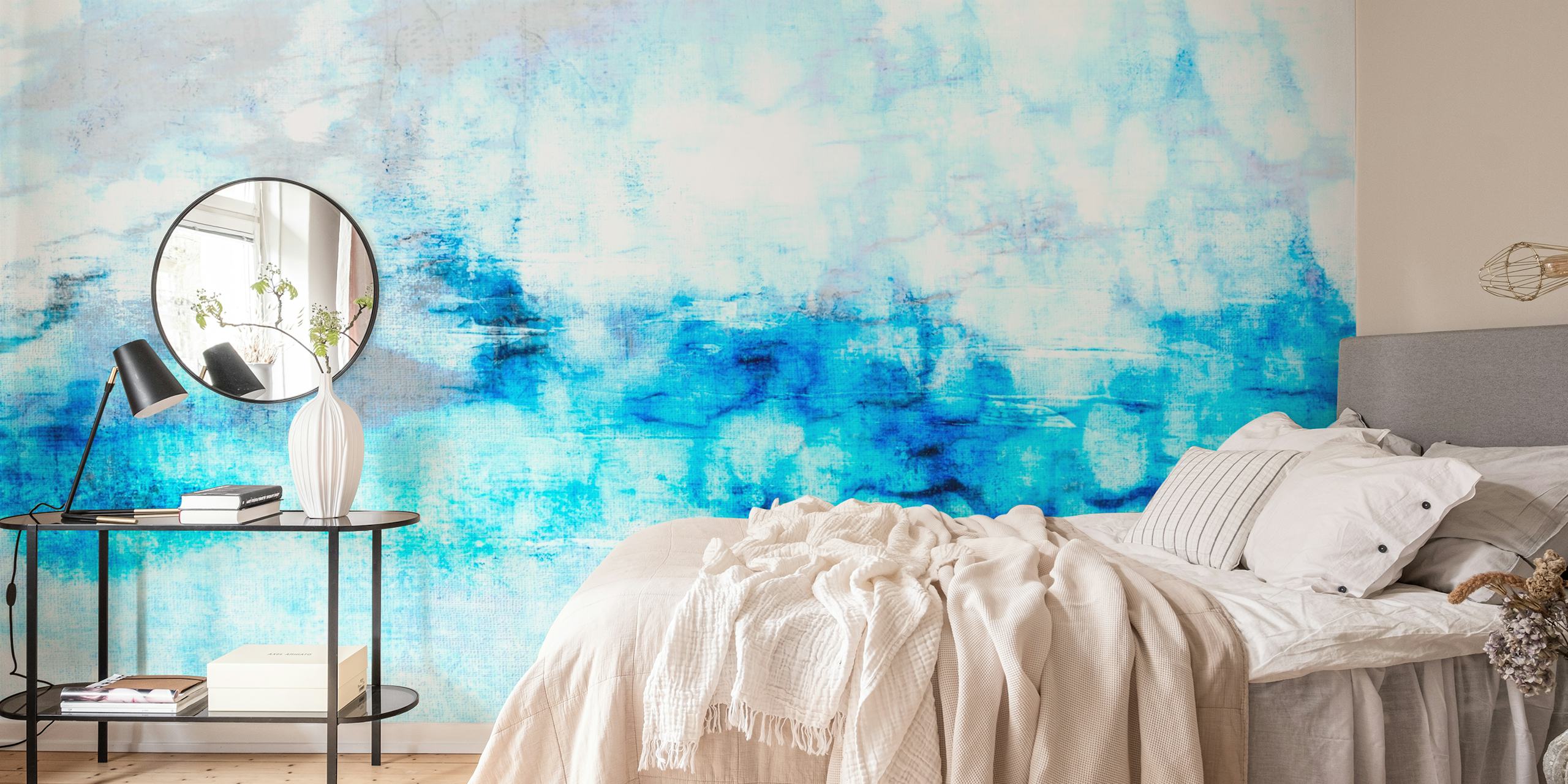Blue and white watercolor abstract wallpaper