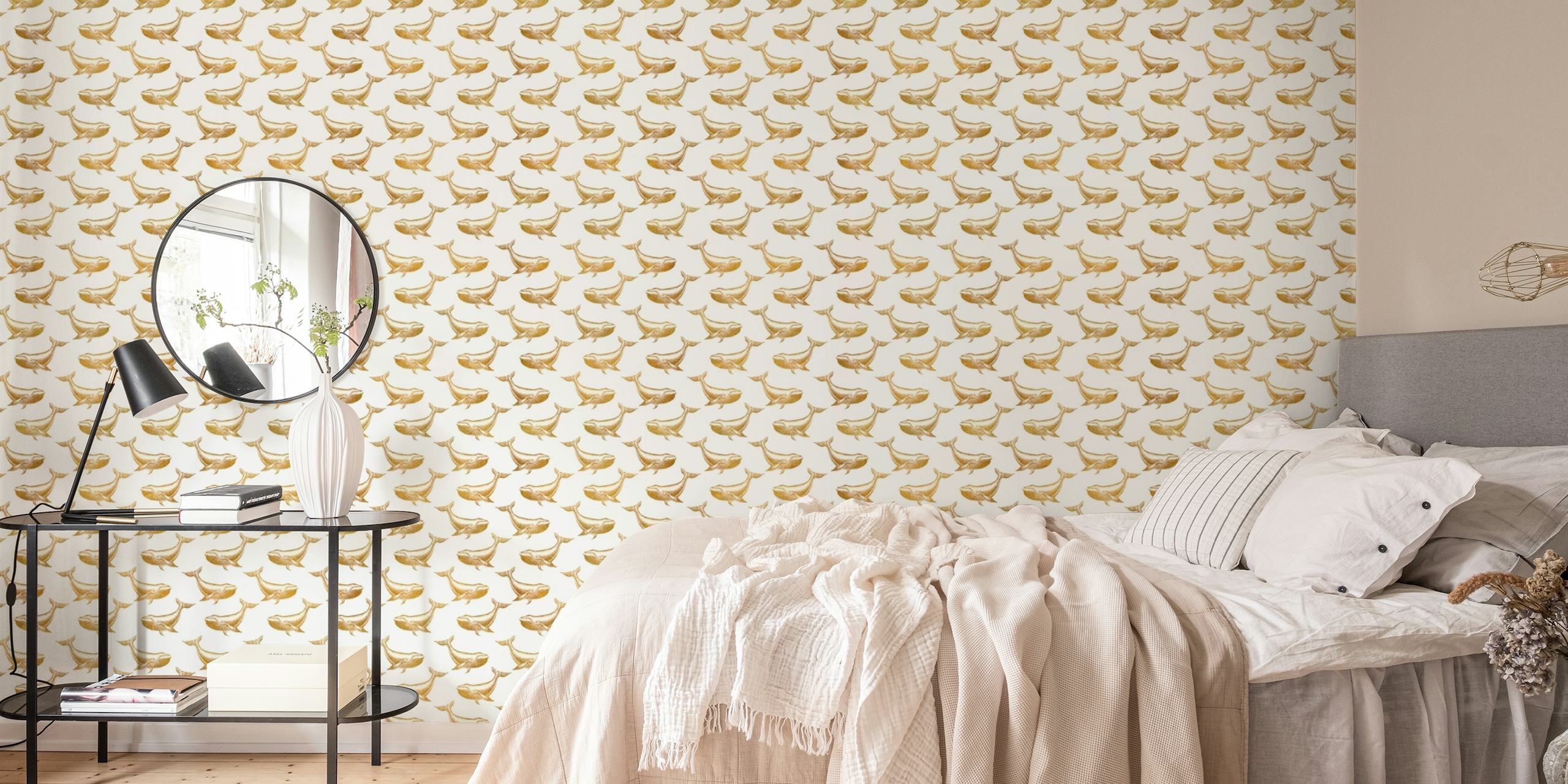Whale Gold Vintage papel de parede