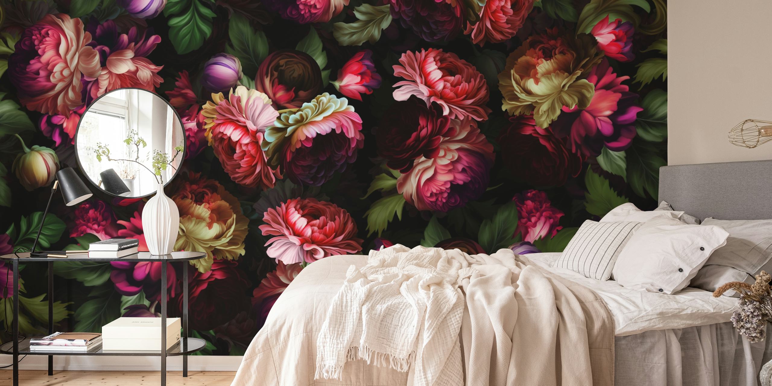 Design de papel de parede Dark Baroque Flower Midnight Garden
