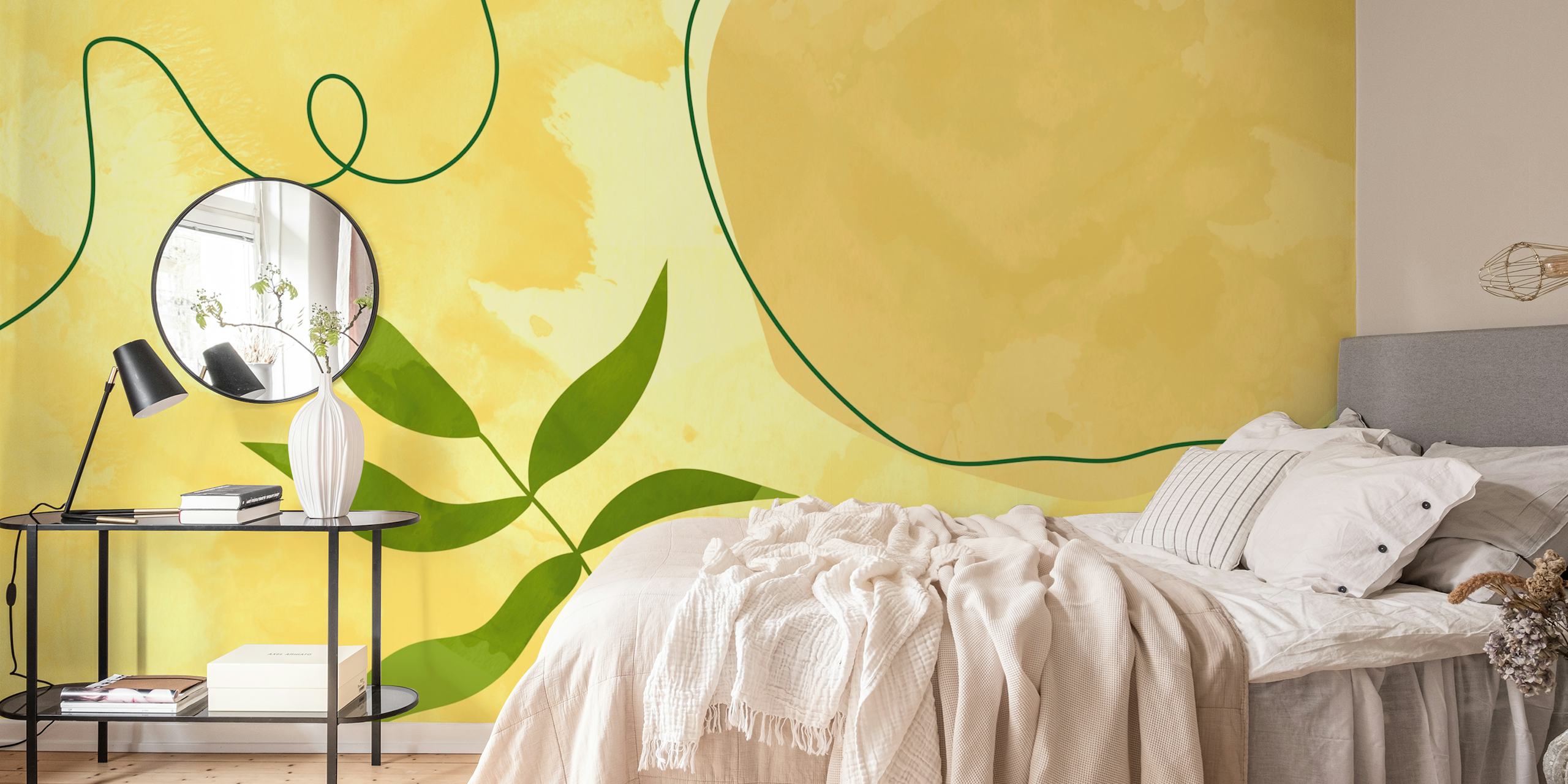 Mid Century Florals V wallpaper in a room
