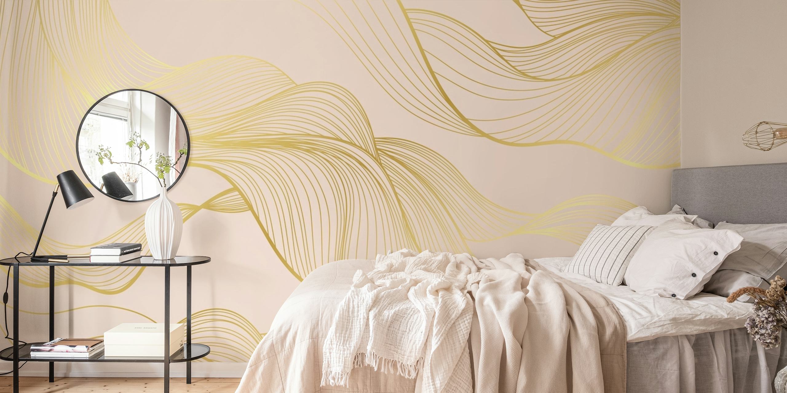 Blush golden lines wallpaper