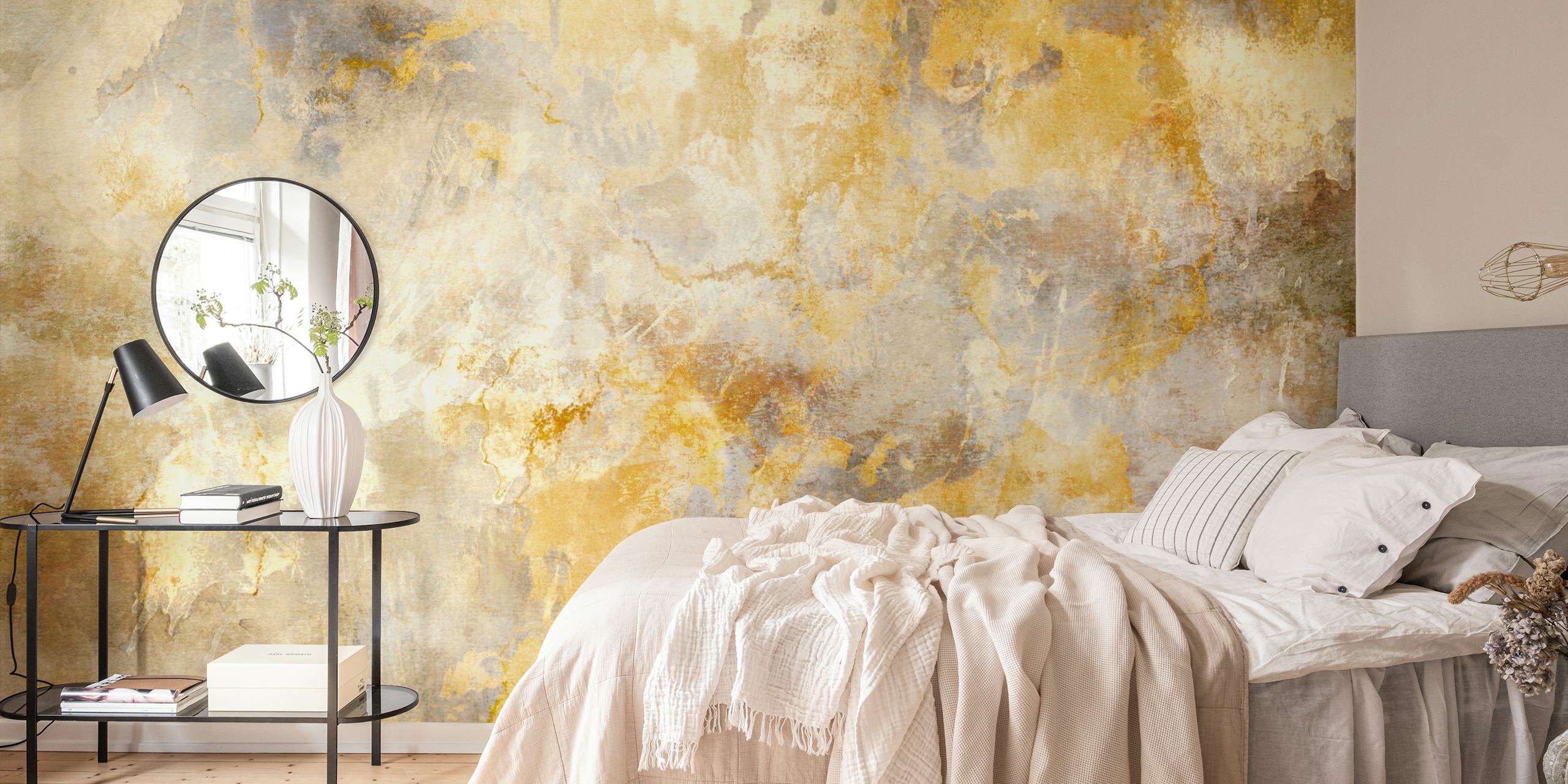 Golden Stone behang weergegeven in een kamer