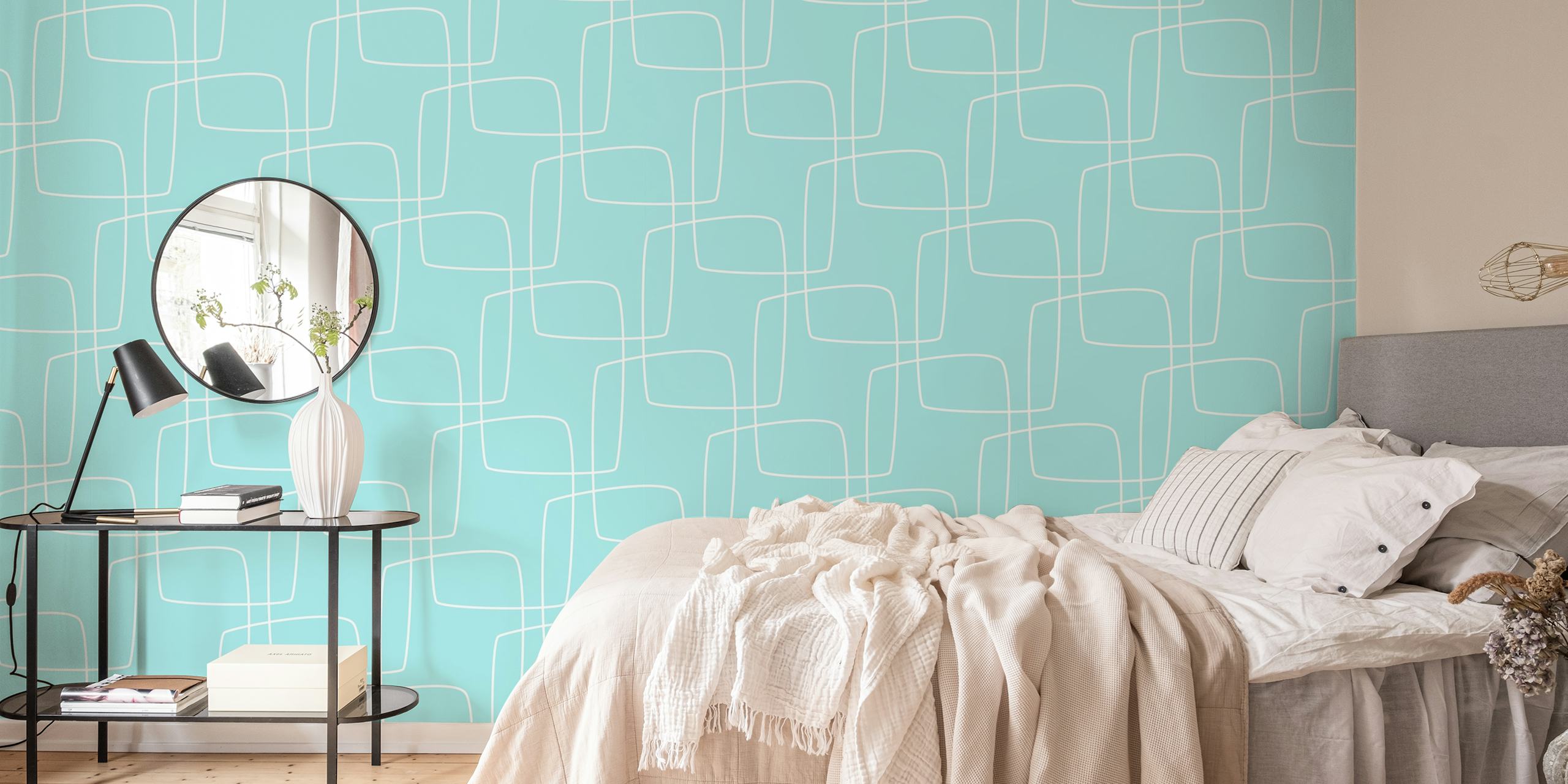 Scandinavian-style retro pattern wall mural in pastel colors