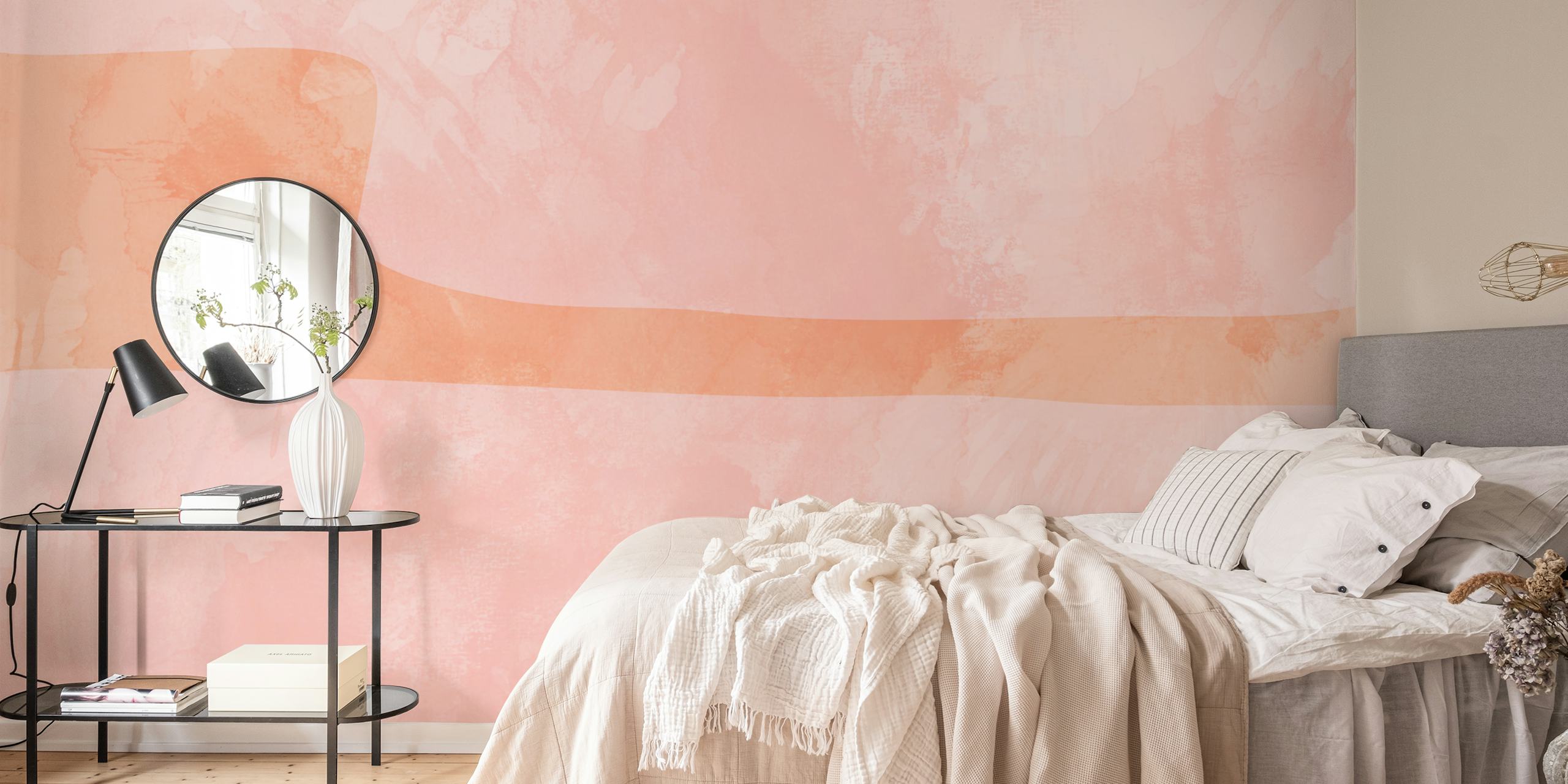 Mid Century Bauhaus Watercolour Pink tapet