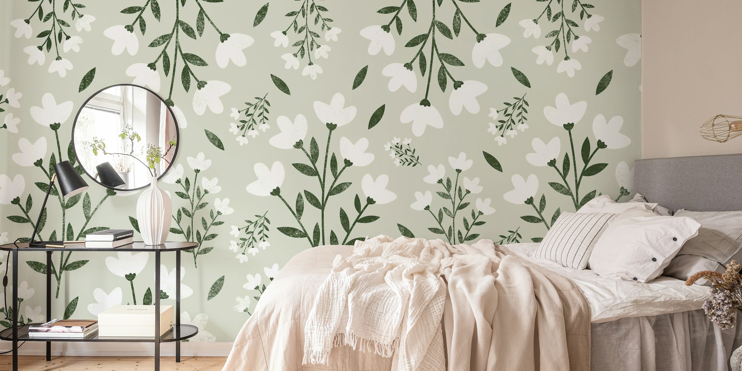 BOHO FLOWER GREEN wallpaper