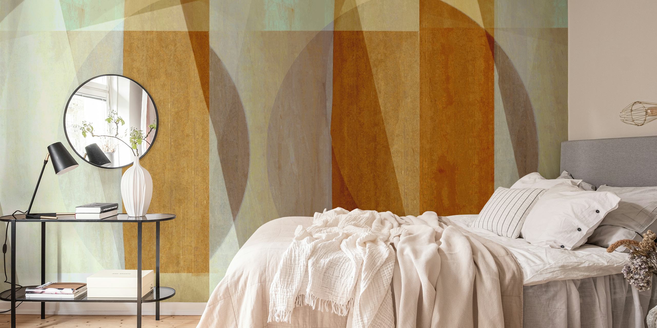 Vintage Bauhaus wallpaper in a room setting