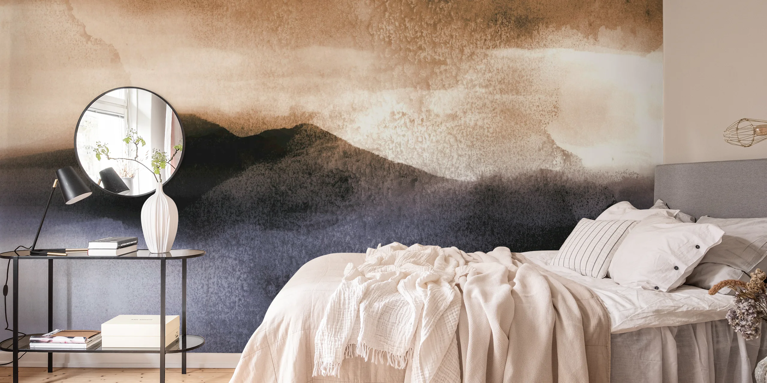 Neutral Japandi Landscape Wallpaper for Sale | Happywall
