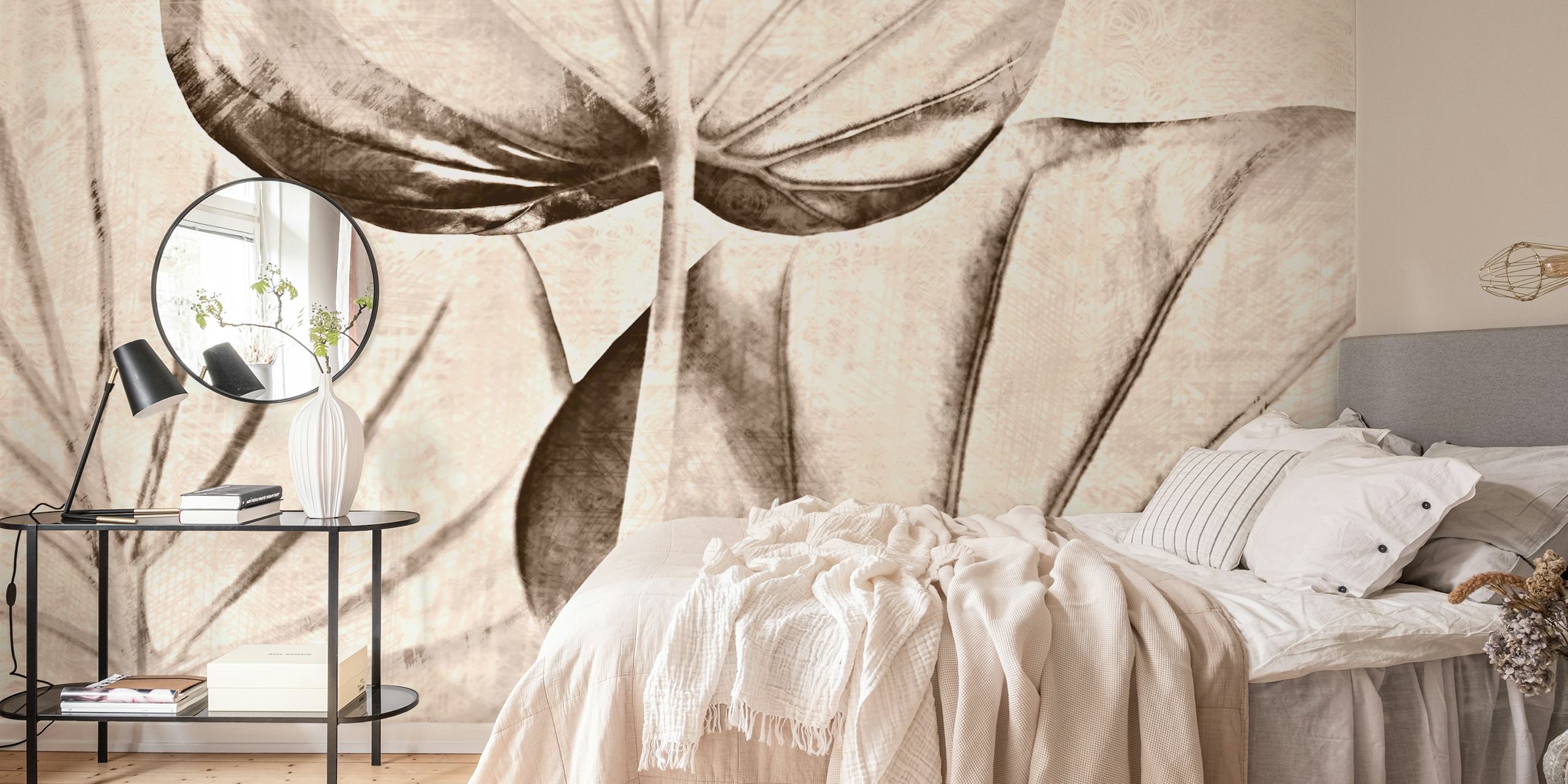 Soft Japan Leaves wallpaper in a room