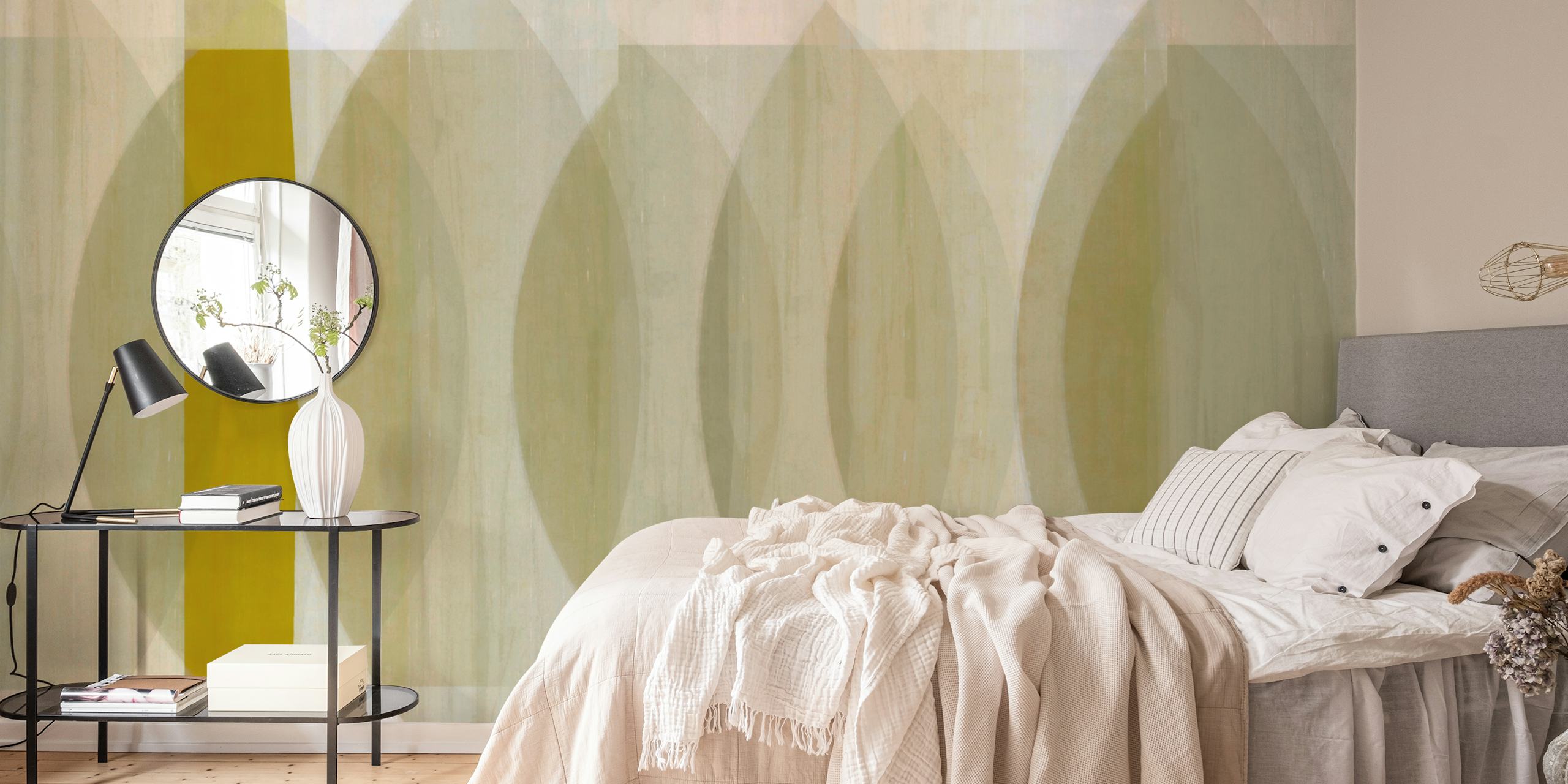 Abstract seventies leaf shapes wall mural with earthy tones