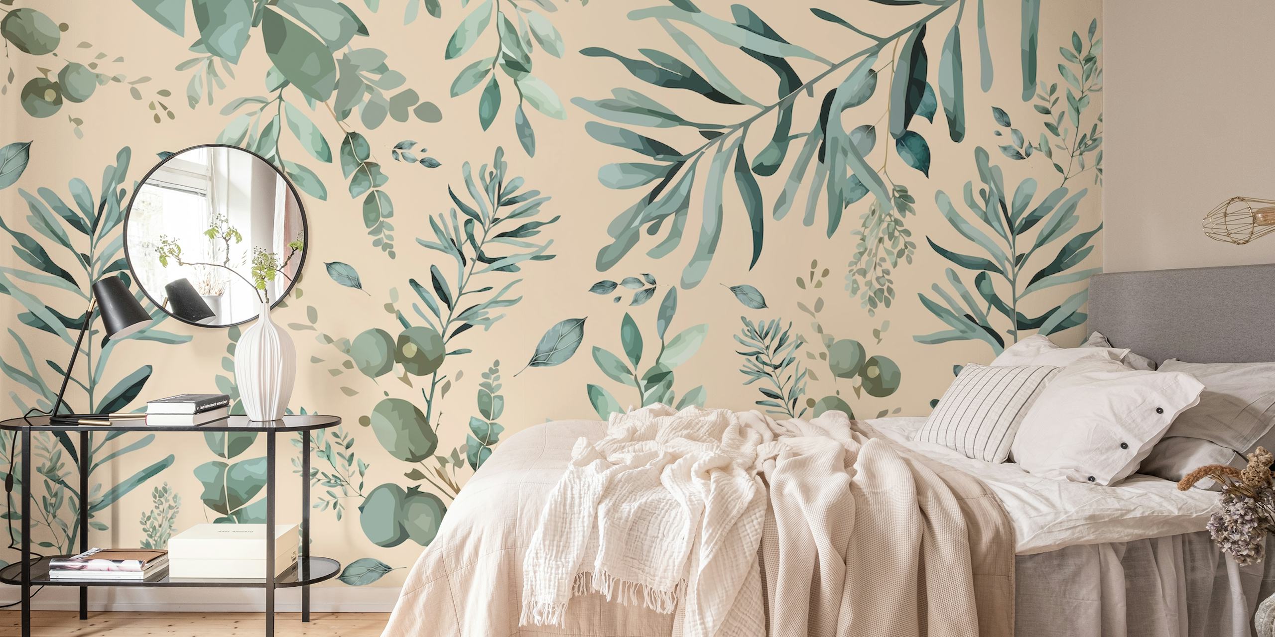 Botanic leaf wallpaper i et rom