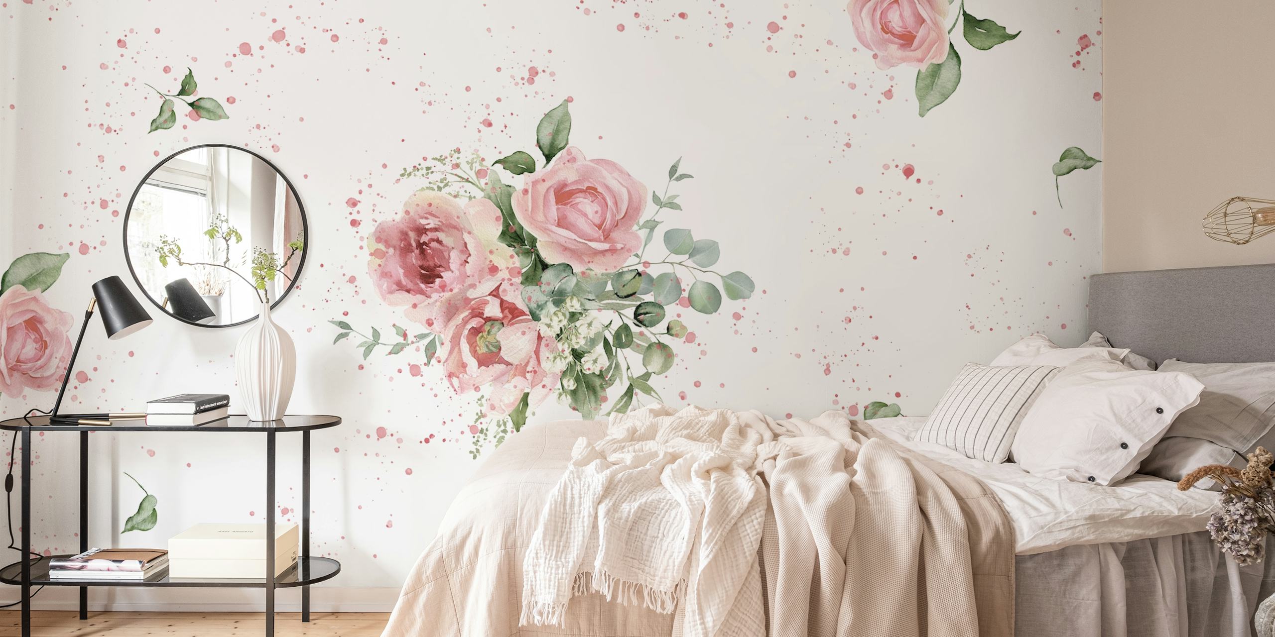 Elegant watercolor roses wallpaper design