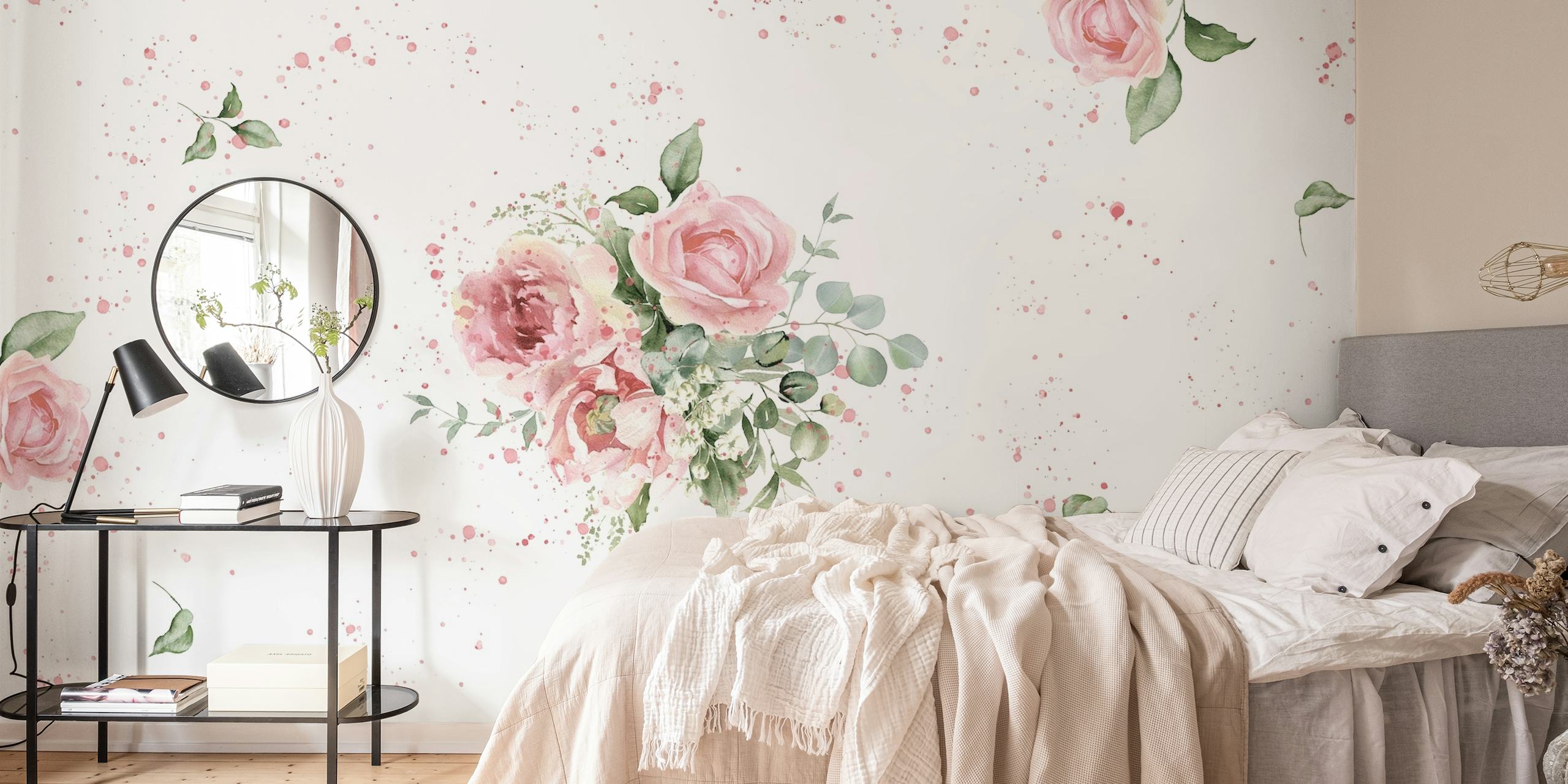 Elegant watercolor roses behang