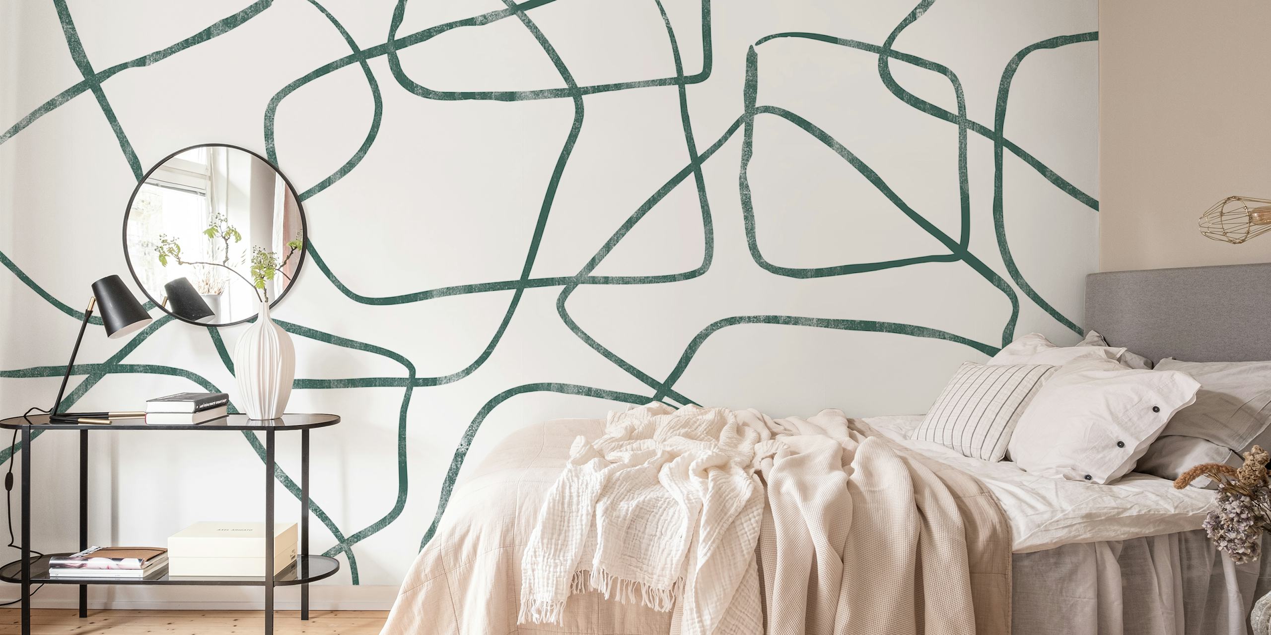 Abstract green lines on a white background wallpaper