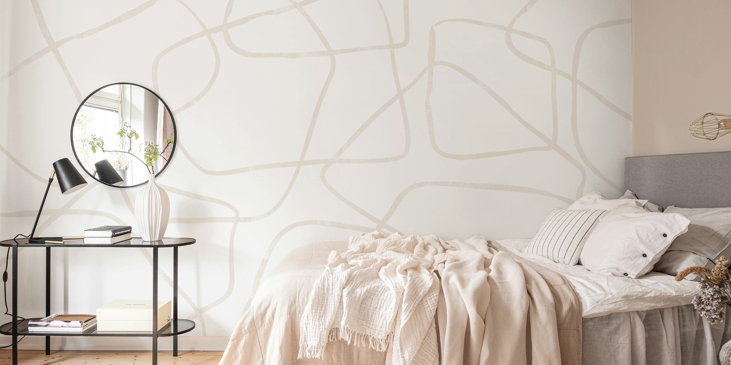 Beige abstract lines on white background minimalist wallpaper