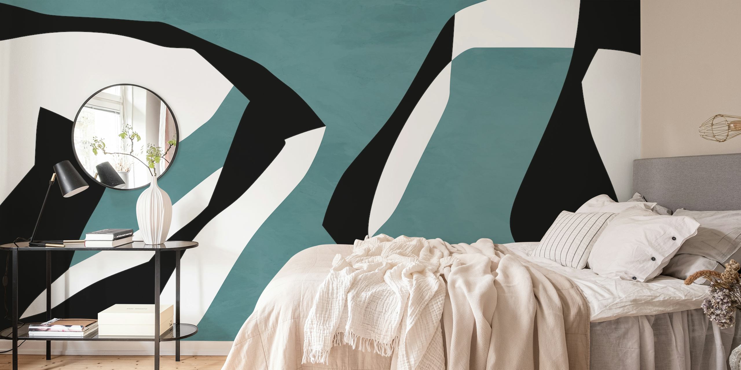 Abstract wallpaper in a modern room