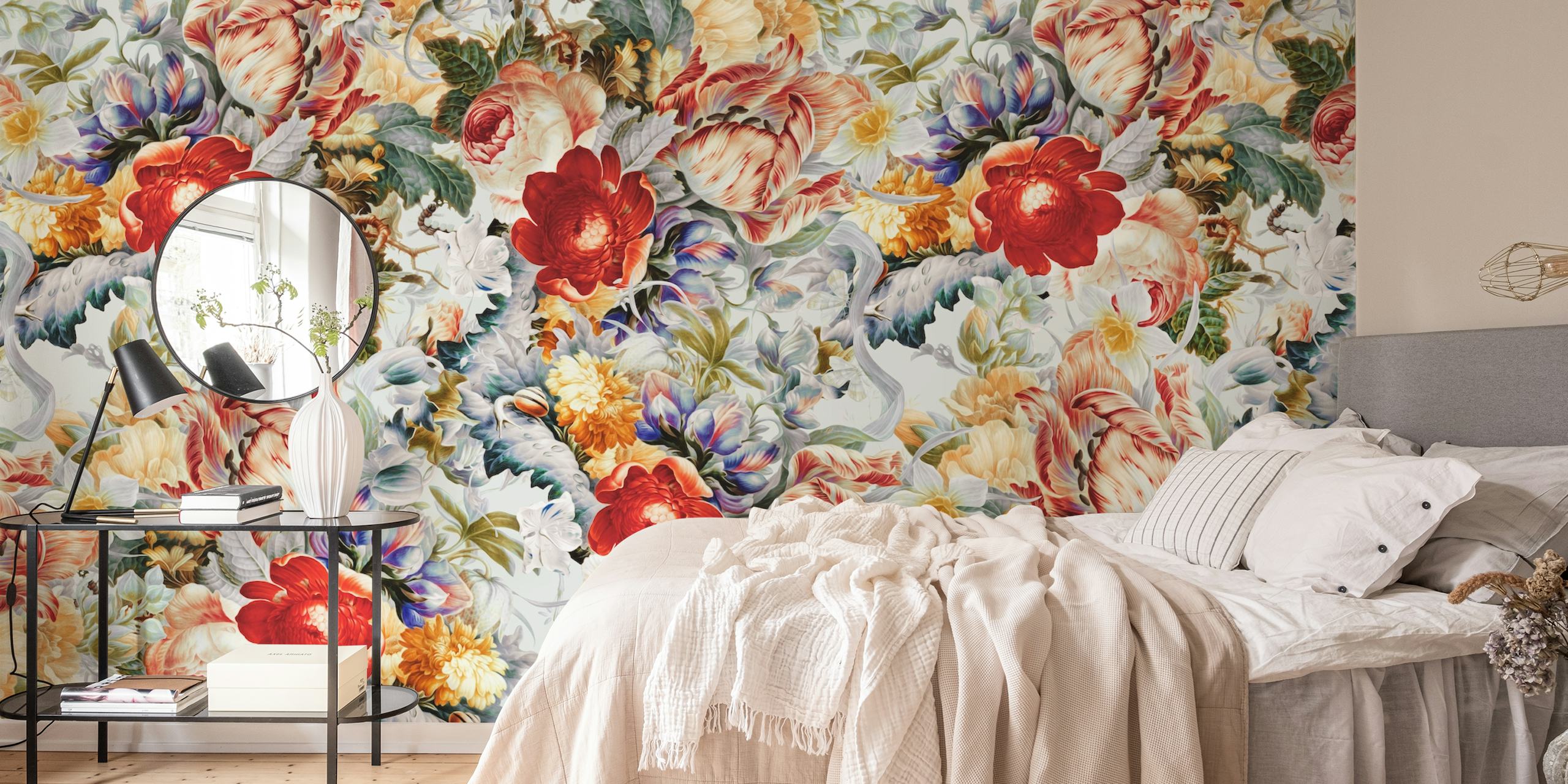 Tapeta Glowing Florals v zařízené místnosti