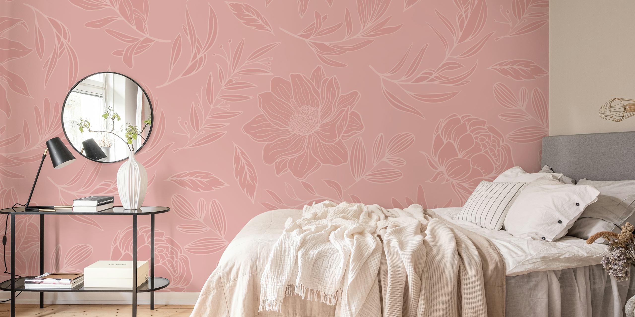 Floral behangontwerp in een kamer