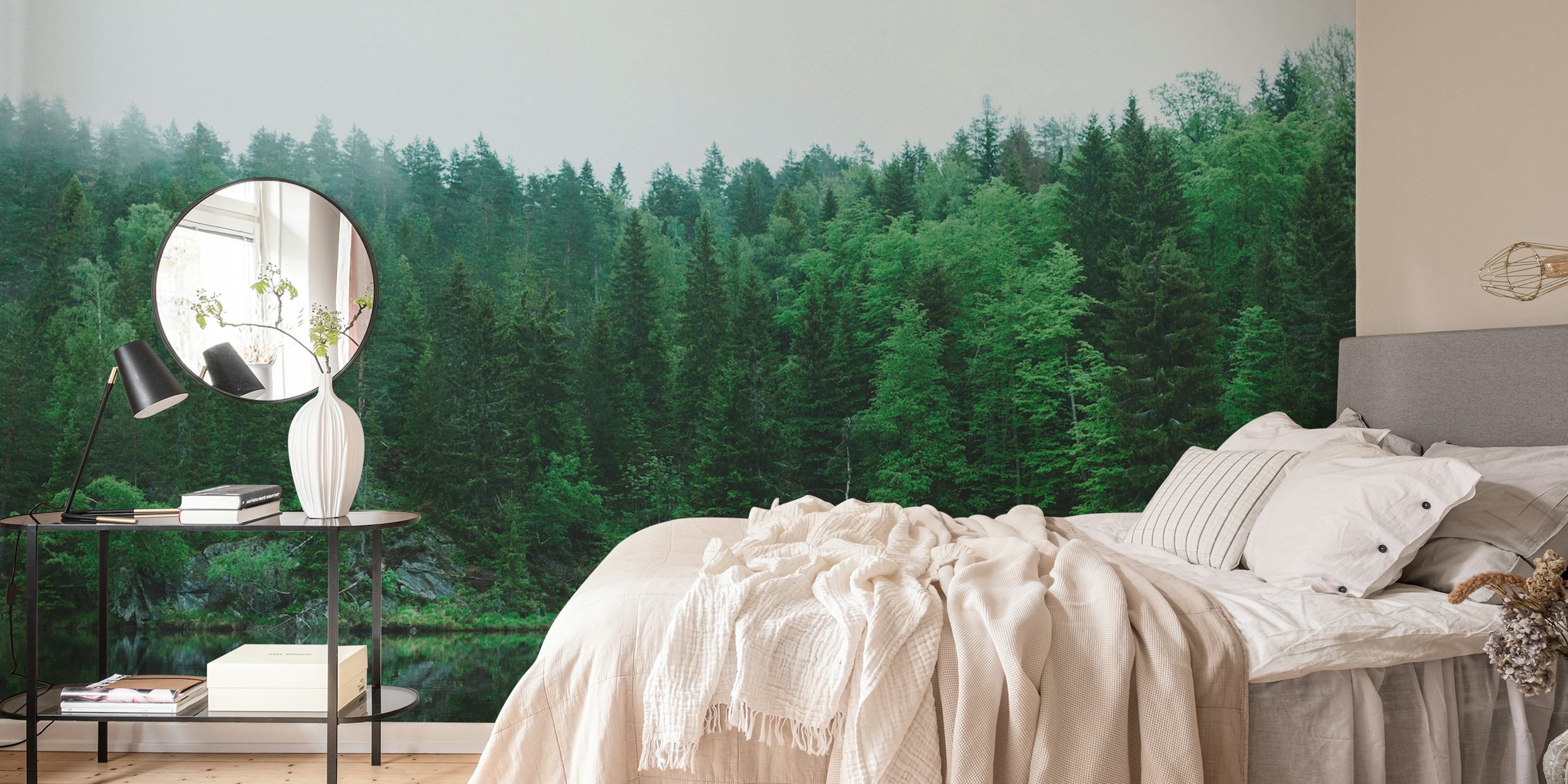 Design della carta da parati Forest Lake Green