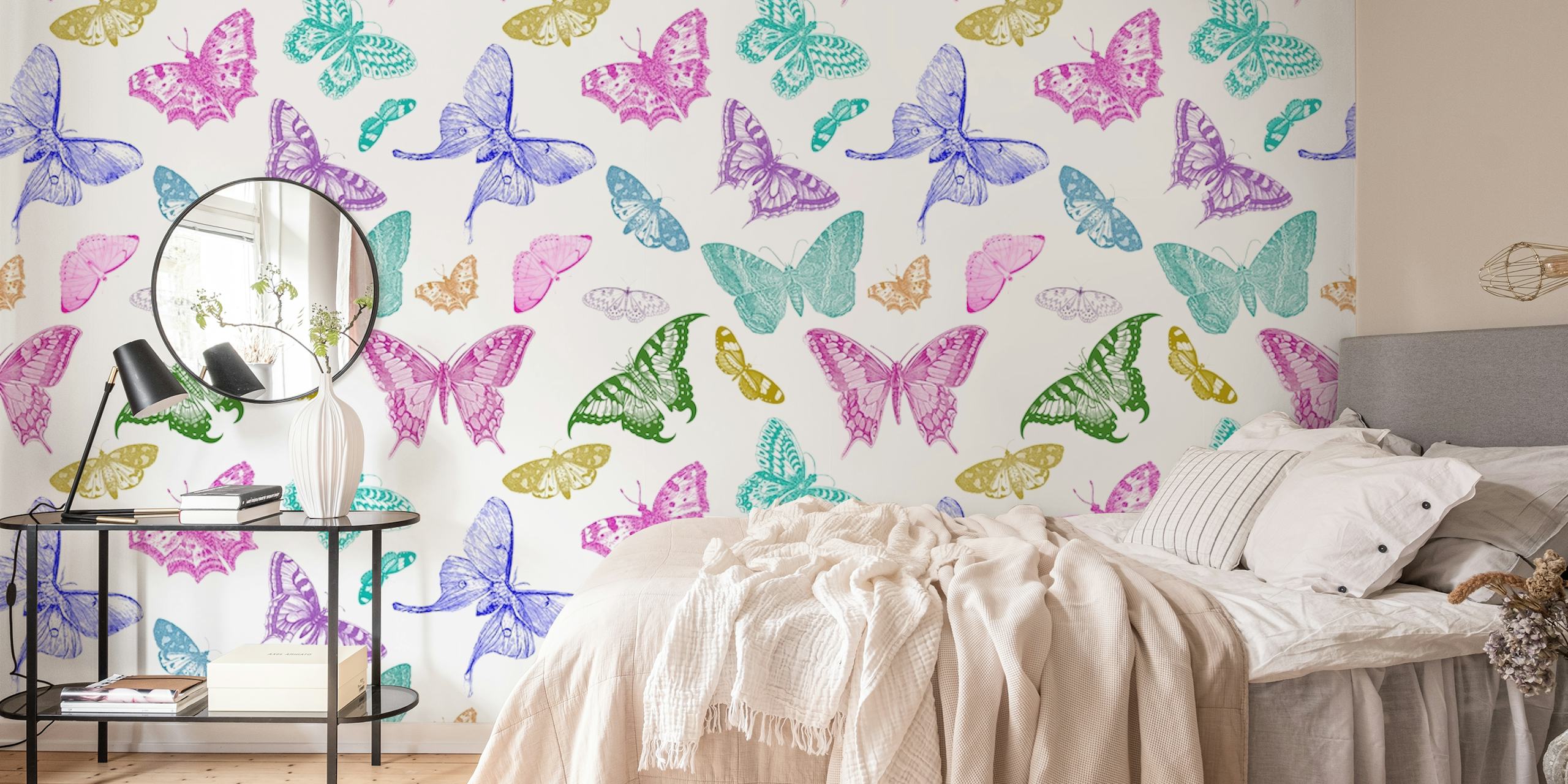 Vintage Butterflies 1 wallpaper in a room