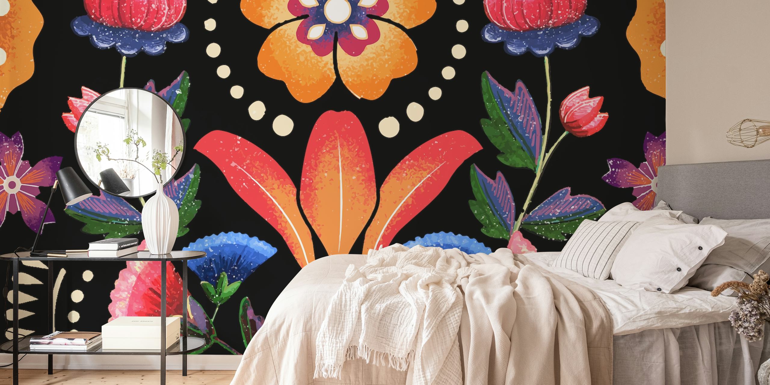 Frida Big Onix wallpaper in a cozy room