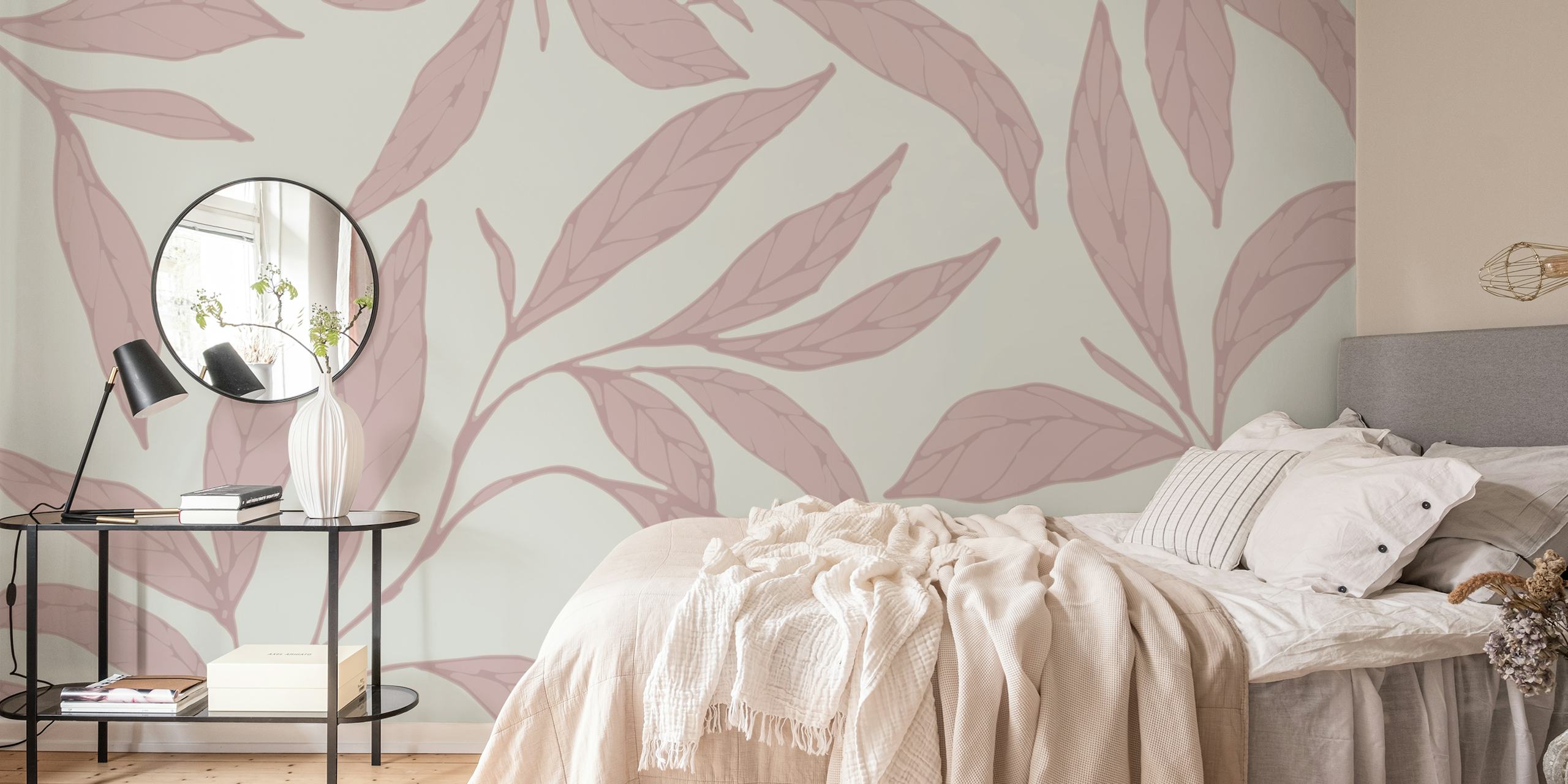 Pink leaves on a light background wallpaper