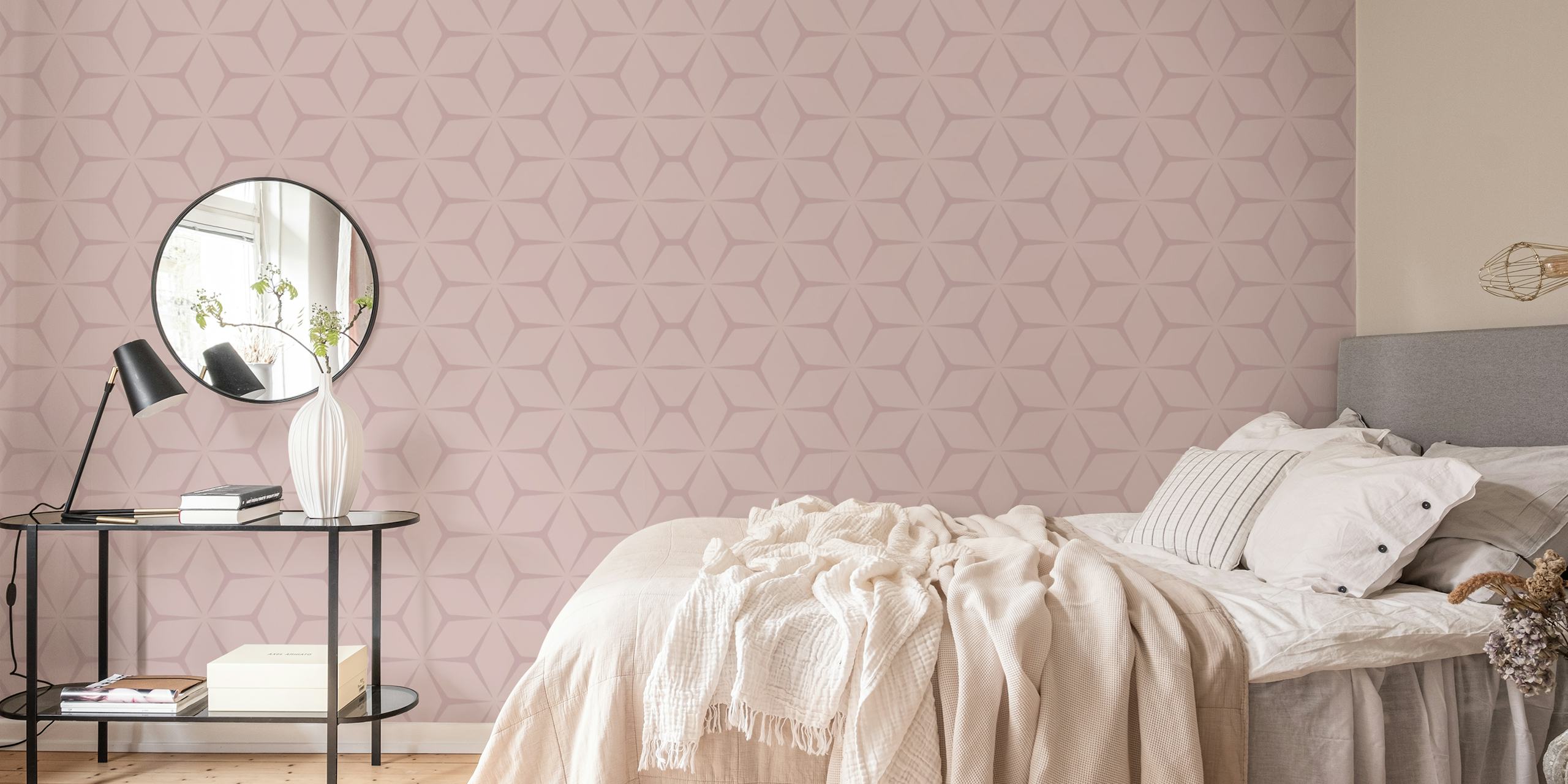 Mid Century Rosee wallpaper design in room