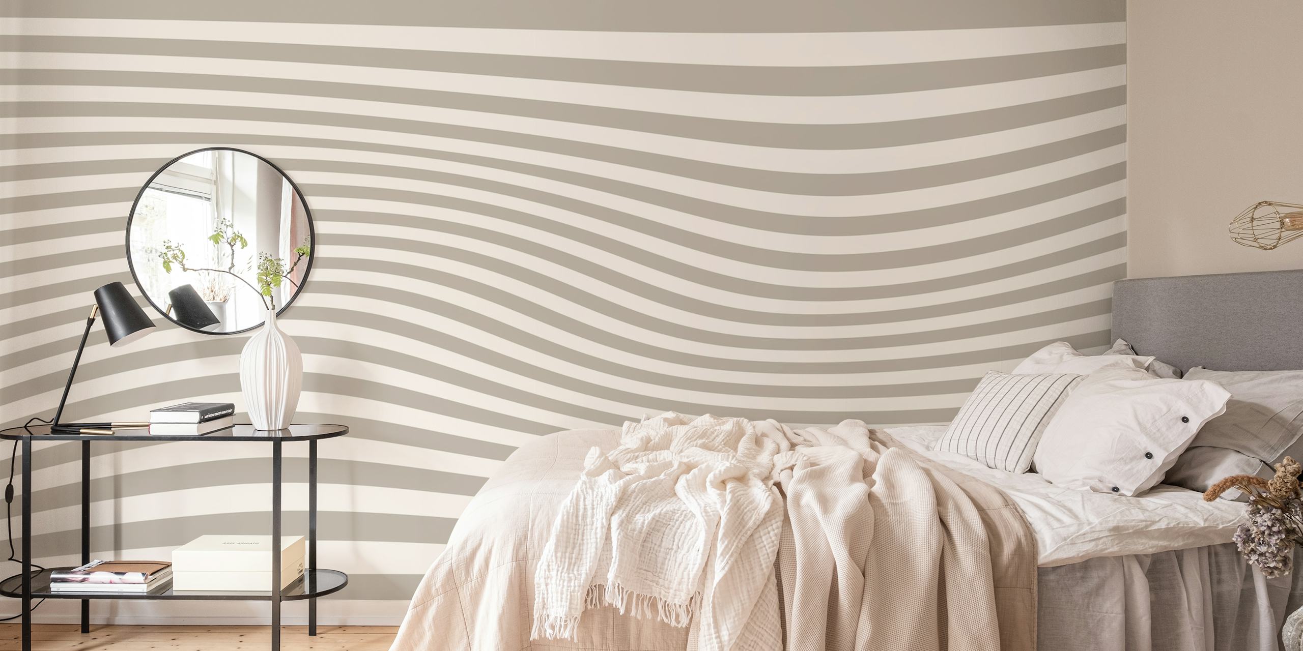 Mid-century modern wave stripes wallpaper design