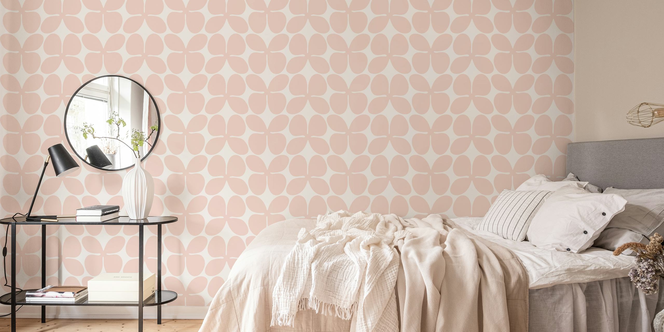 Pastel Pink Color Block Flowers tapet
