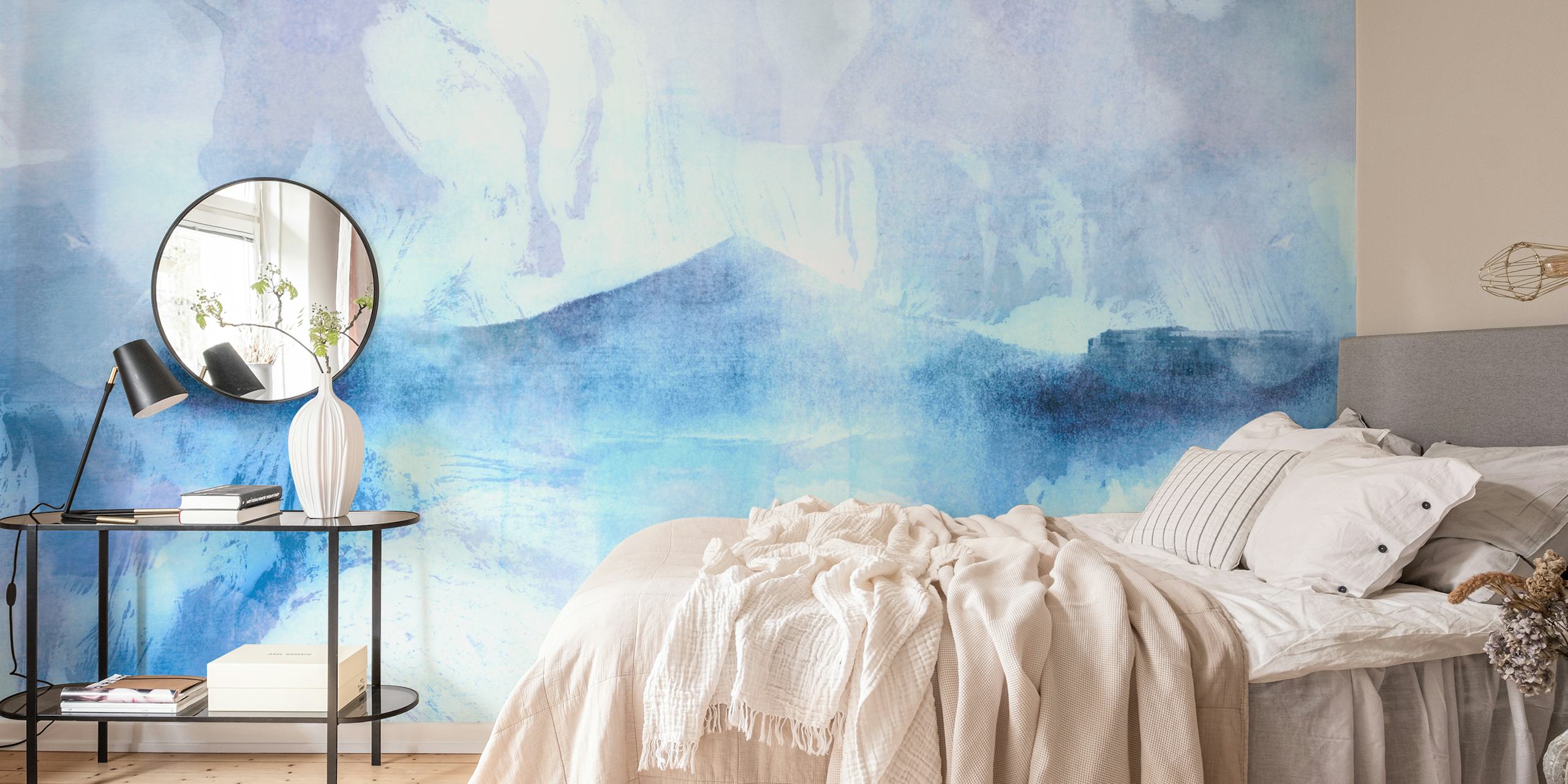 Dreamy Blue Hill wallpaper in a room