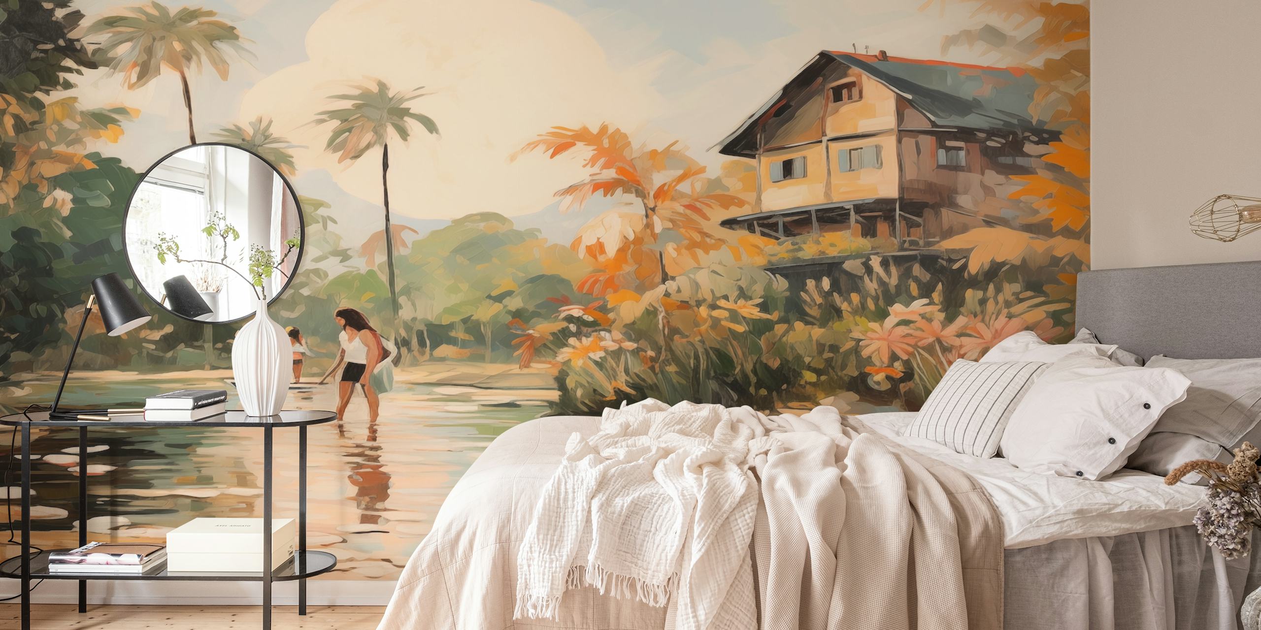 Papel pintado Summer Boho Impressionism en una habitación