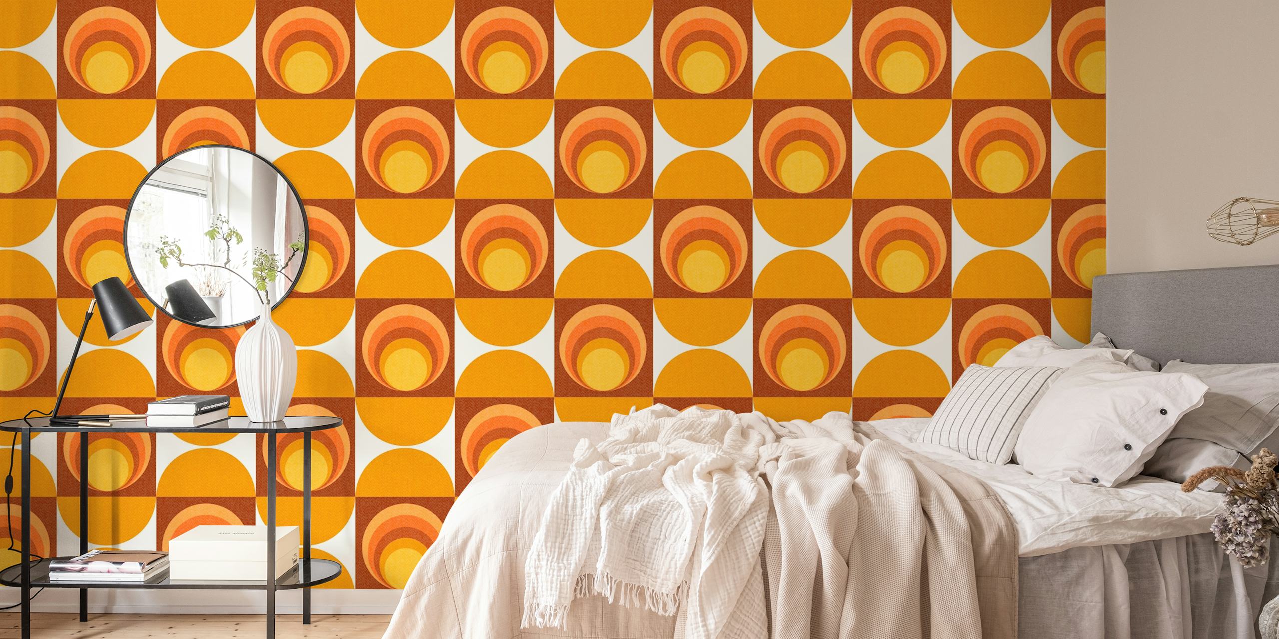 Vintage Abstract Geometry Pattern Orange Sun in Raumgestaltung