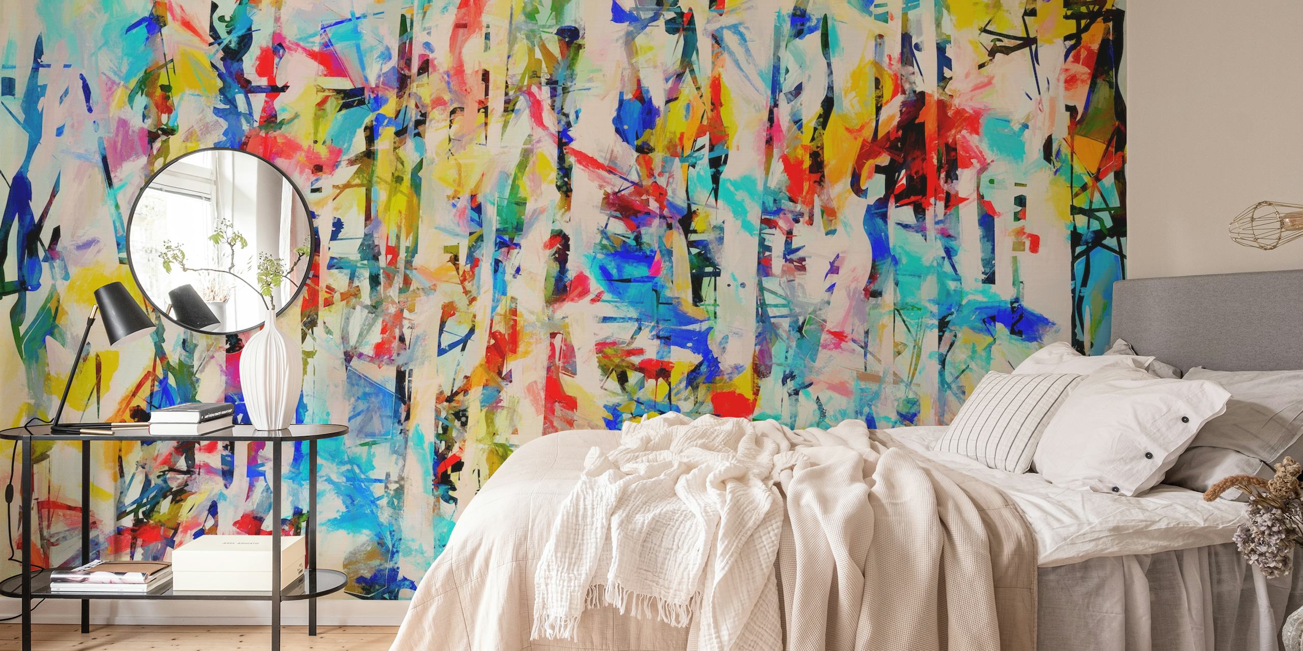 Colorful abstract shapes and patterns wallpaper