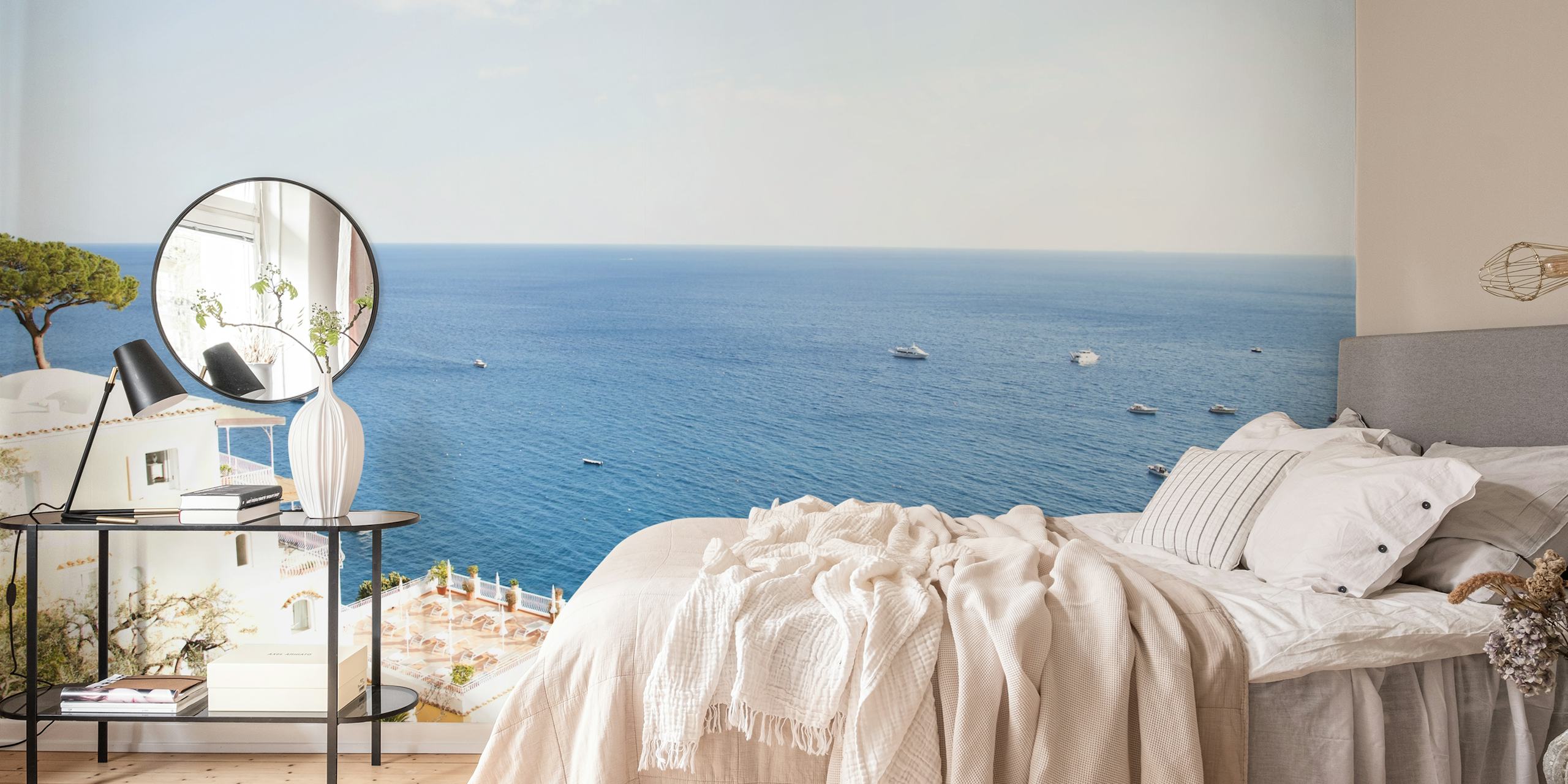 Coastal scenery wallpaper featuring blue sea and sky