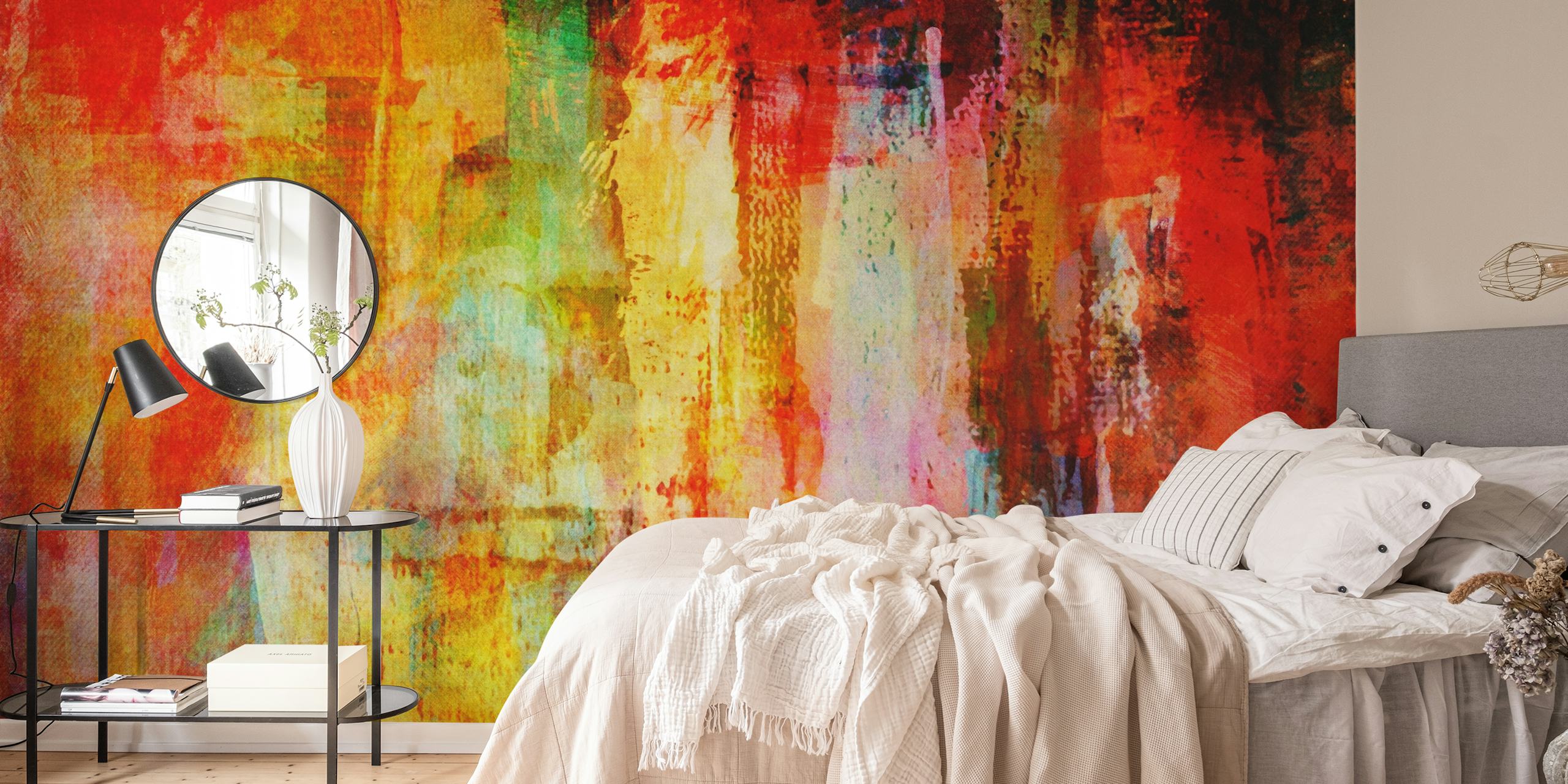 Vertical Brushstrokes Tapete in einem stylischen Raum