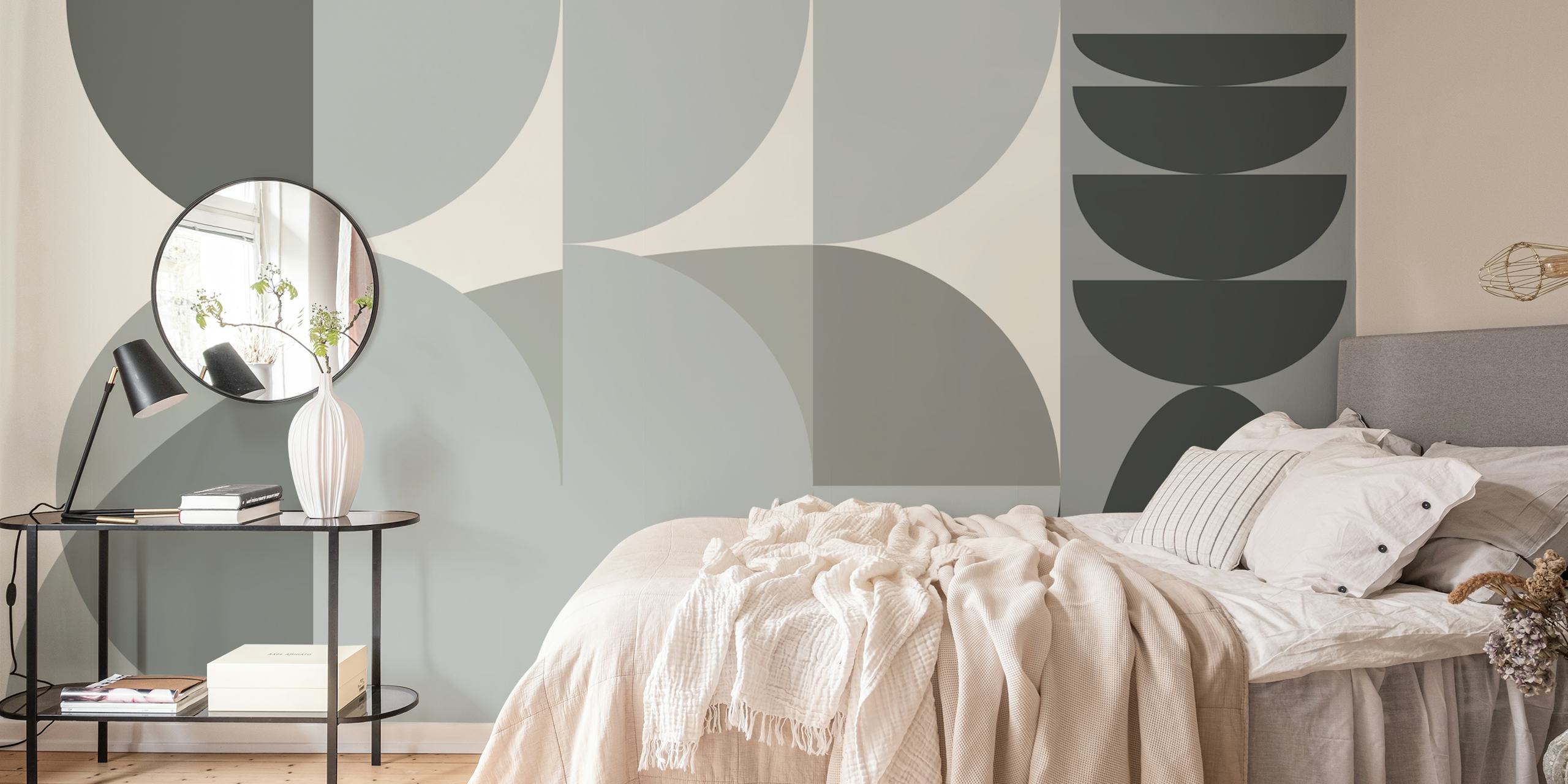 Papel pintado Retro MidMod Urban Geometry en una habitación