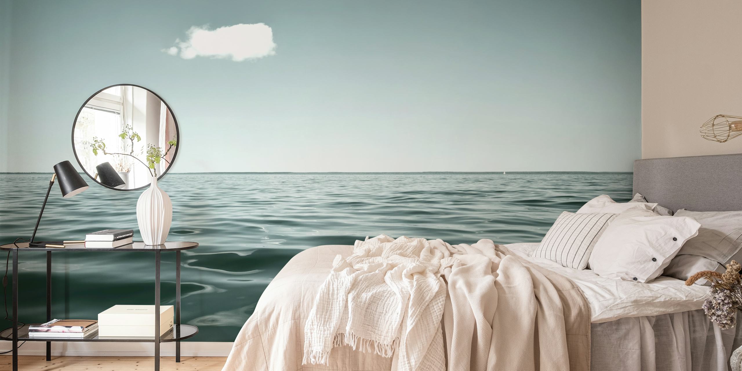 Rustige Meer Scène Wallpaper in de Tentoonstellingsruimte