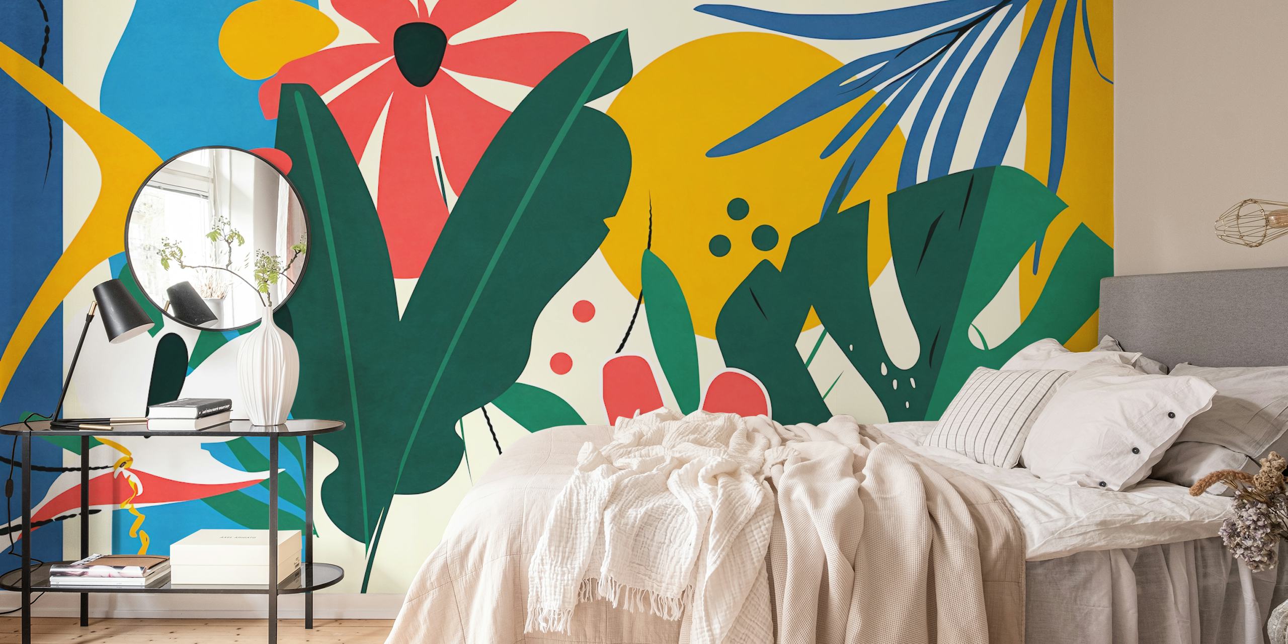 Vibrant Minimal Tropical Garden wallpaper in a room