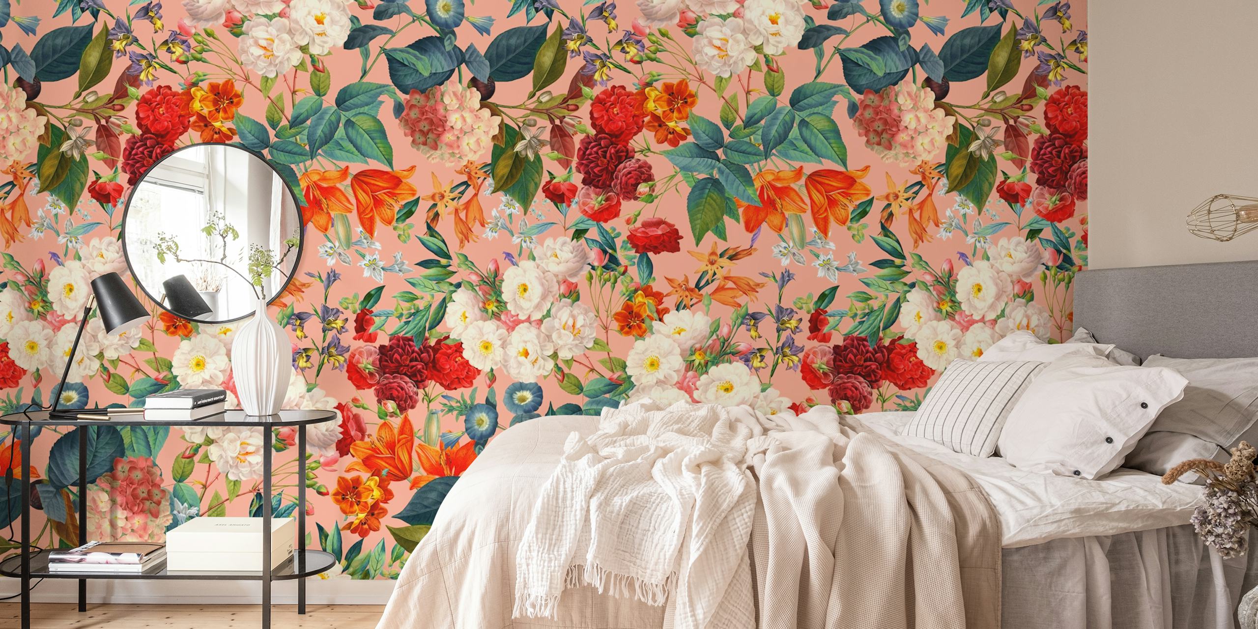 Design di carta da parati floreale in una stanza