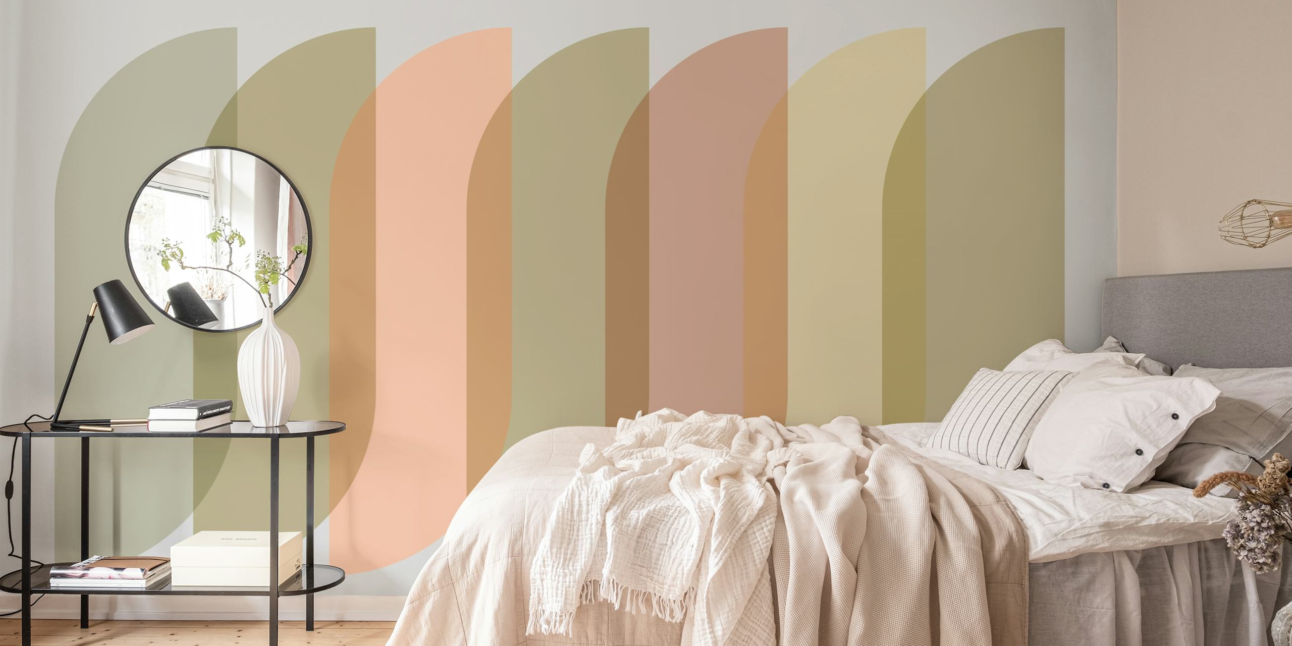 Abstract wallpaper with pastel curves in soft colors